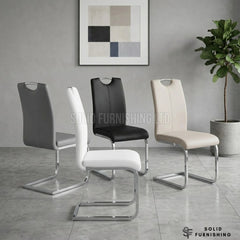 Milan Upholstered Dining Chairs – Chrome Cantilever Frame (Set of 2)