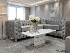 Milan White Glass Coffee Table – Bright Modern Stainless Steel Centre Table