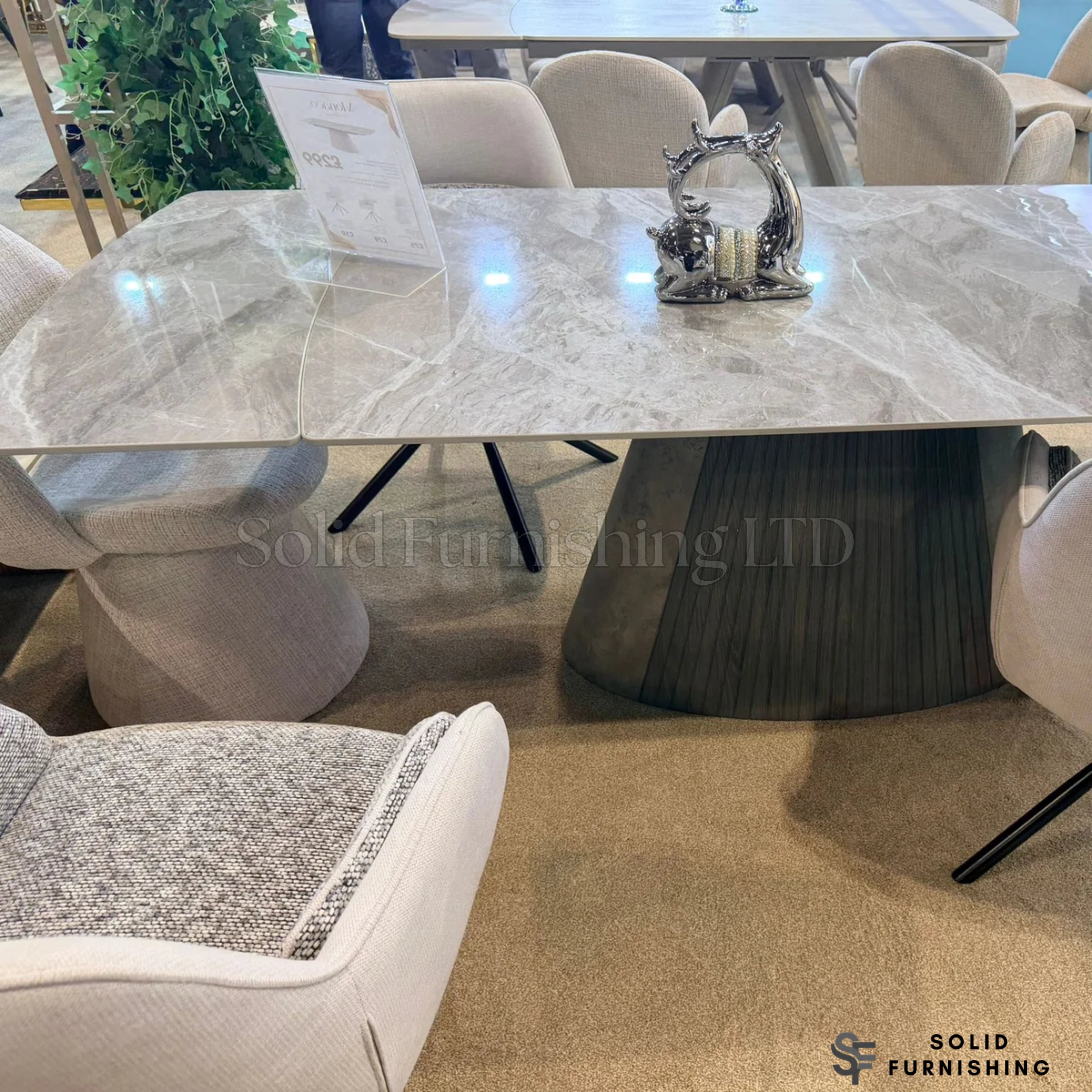Monaco Grey Dining Set with Florence Grey 360° Swivel Chairs – Ceramic Extendable Dining Table