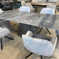 Monaco Grey Dining Set with Florence Grey 360° Swivel Chairs – Ceramic Extendable Dining Table