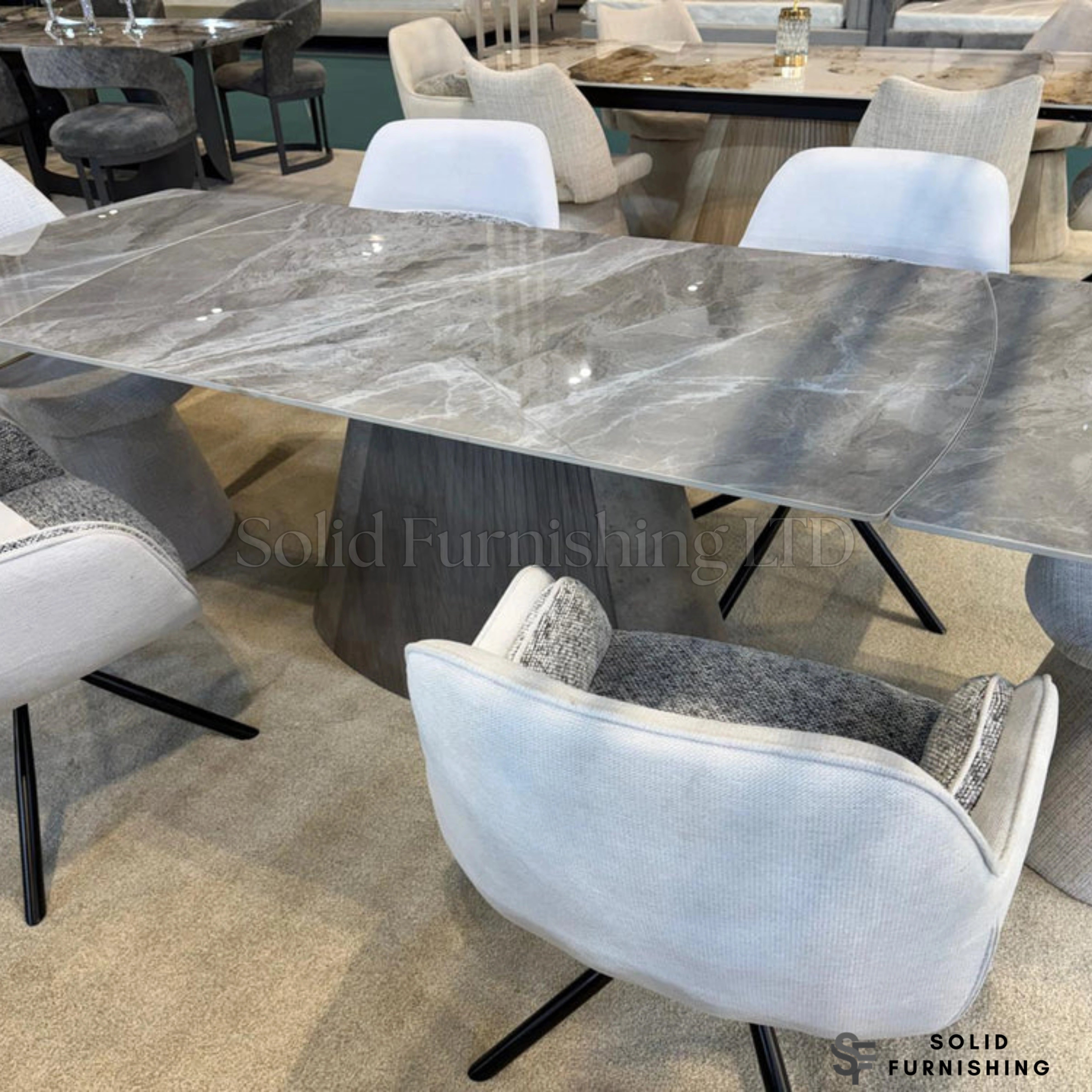 Monaco Grey Sintered Stone Extendable Dining Table – 160cm to 240cm Luxury Dining Table