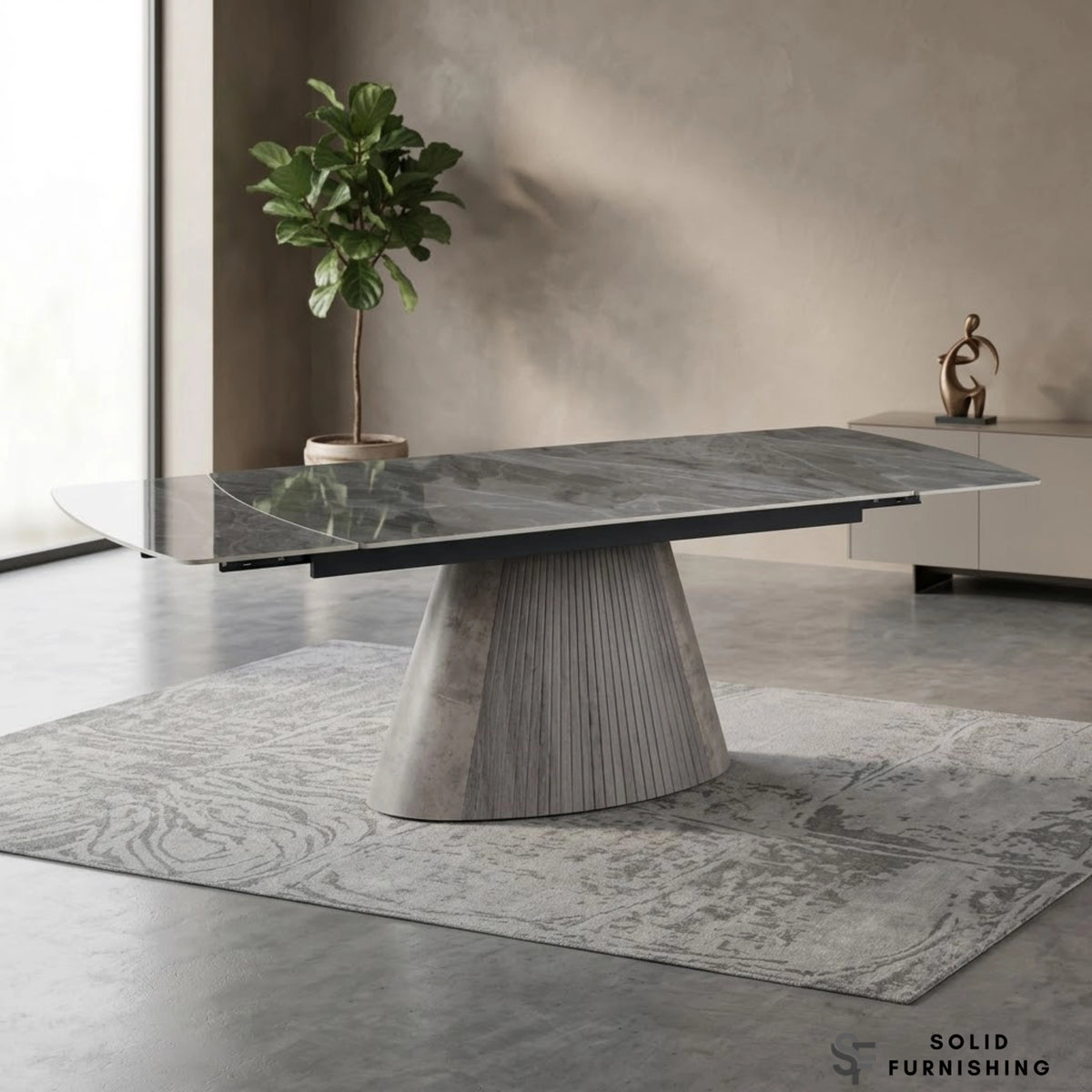 Monaco Grey Sintered Stone Extendable Dining Table – 160cm to 240cm Luxury Dining Table