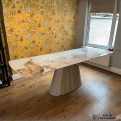 Monaco Pandora Beige Extendable Dining Table Set with Florence 360° Swivel Chairs