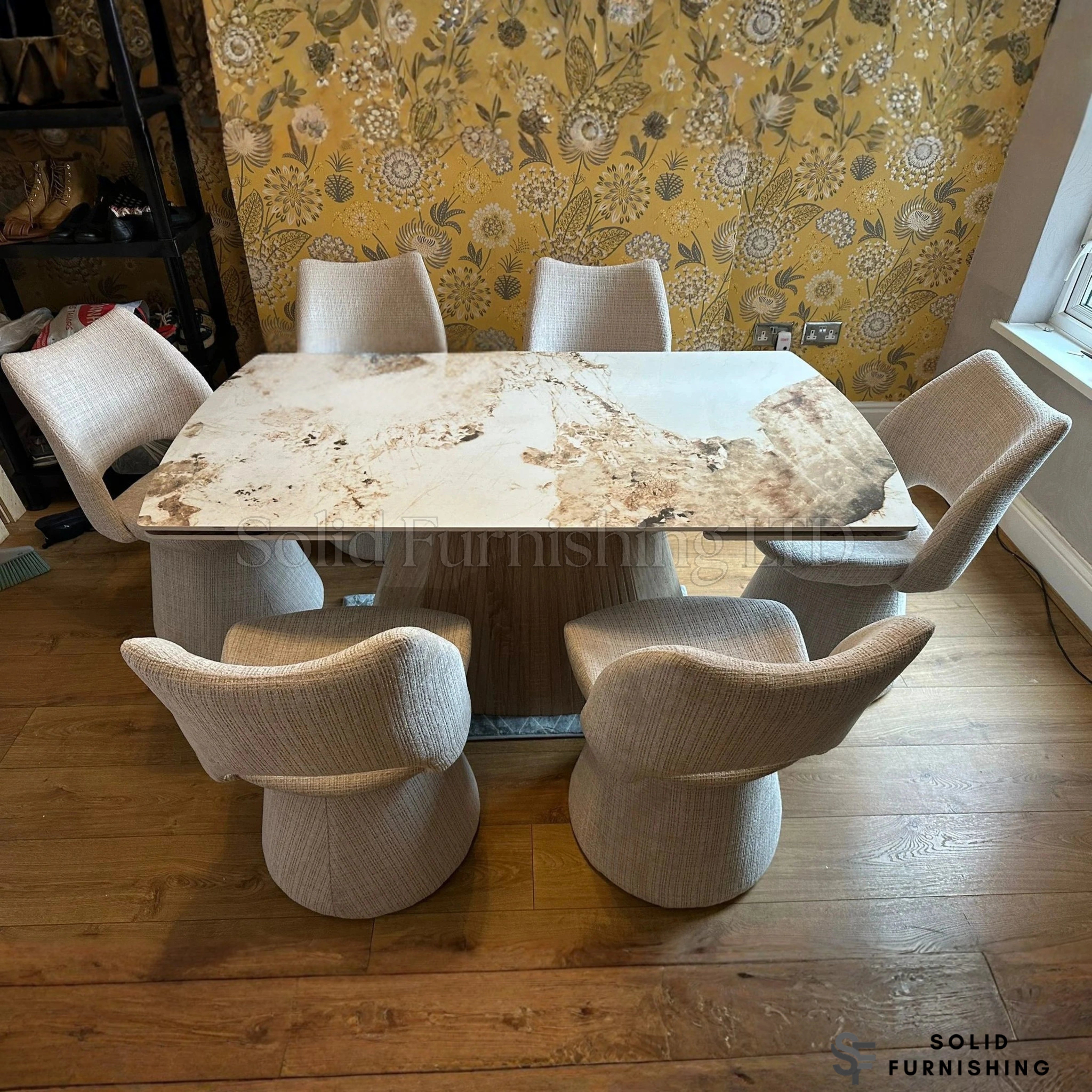 Monaco Pandora Beige Extendable Sintered Stone Dining Table – 160cm to 240cm Luxury Dining Table