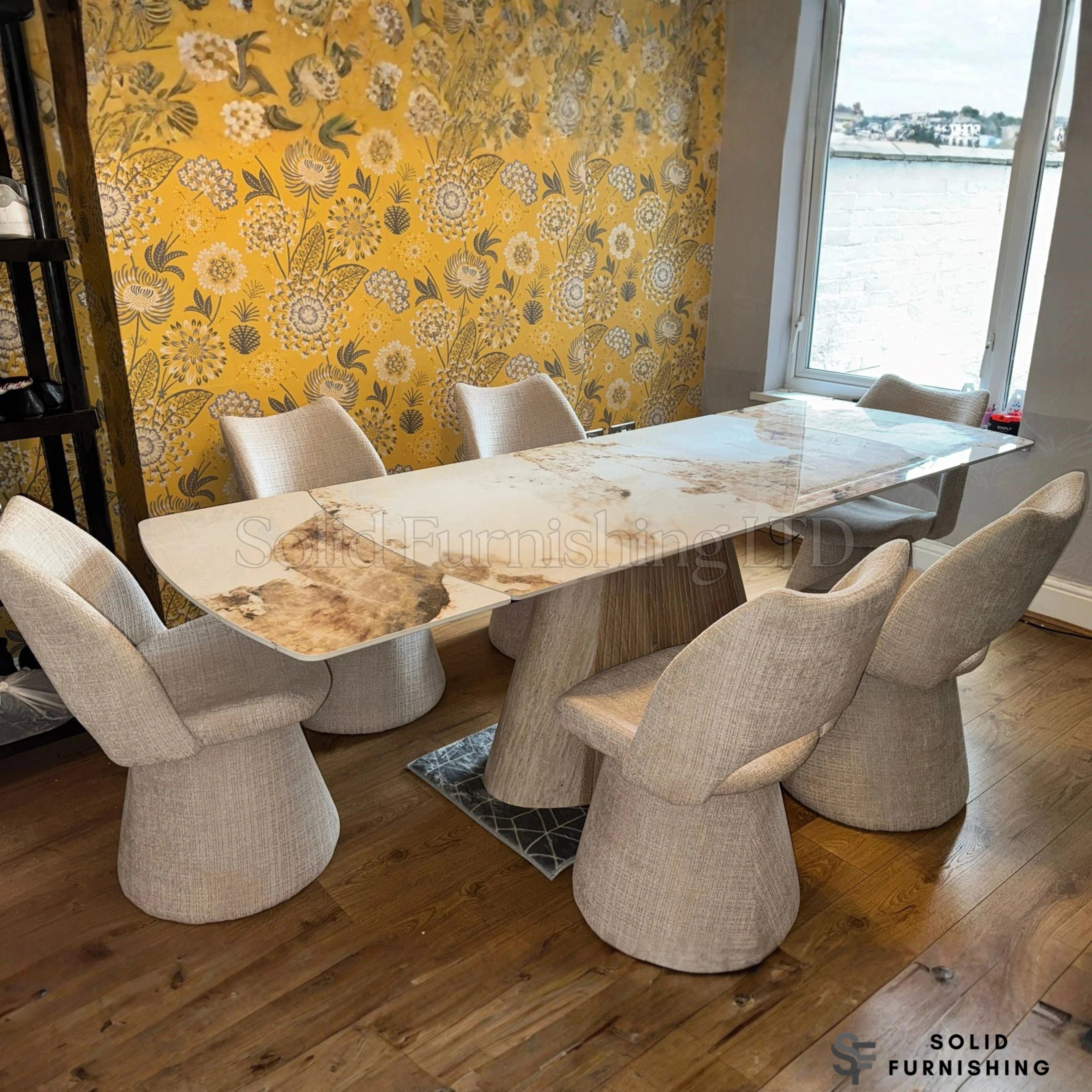 Monaco Pandora Beige Extendable Sintered Stone Dining Table – 160cm to 240cm Luxury Dining Table