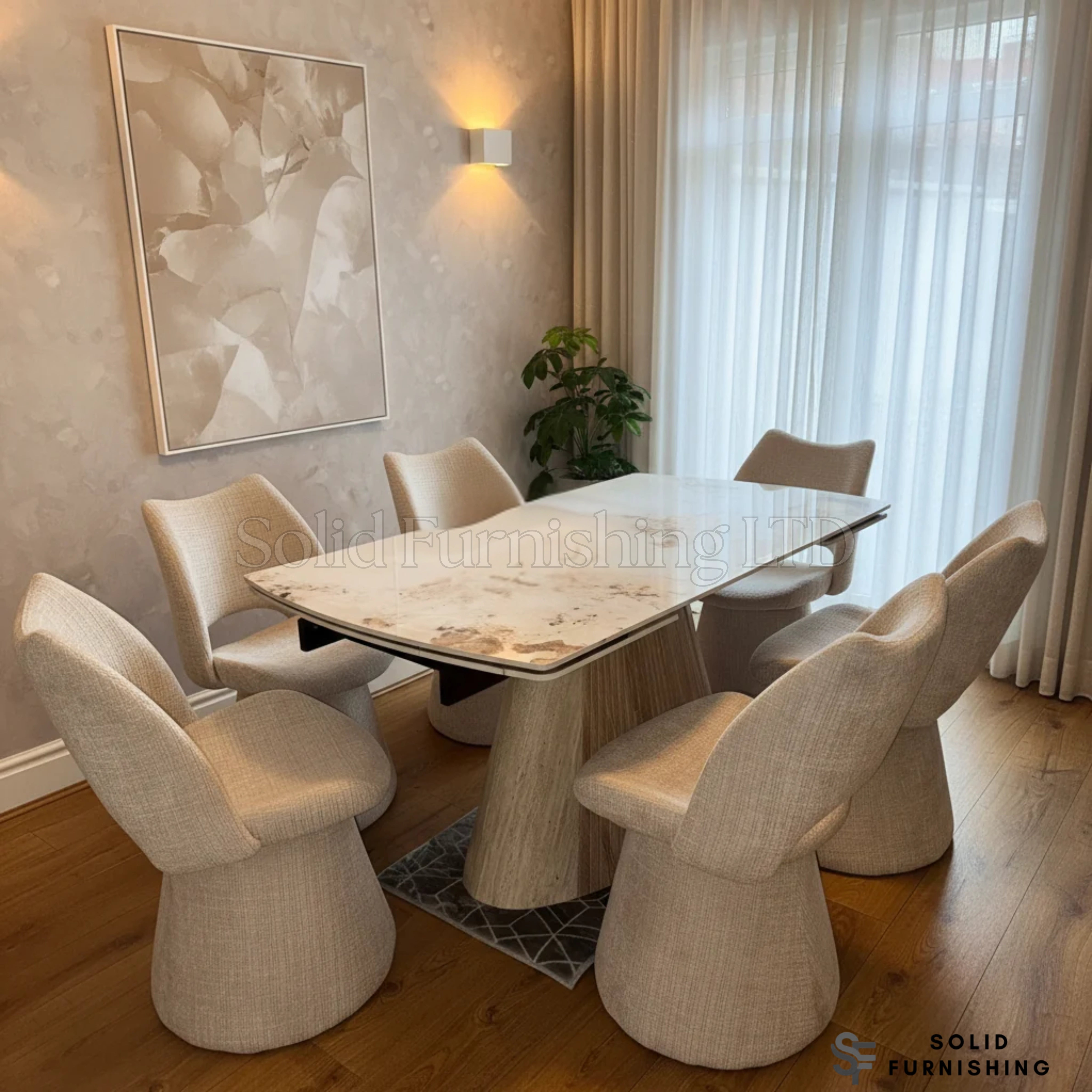 Monaco Pandora Beige Extendable Sintered Stone Dining Table – 160cm to 240cm Luxury Dining Table