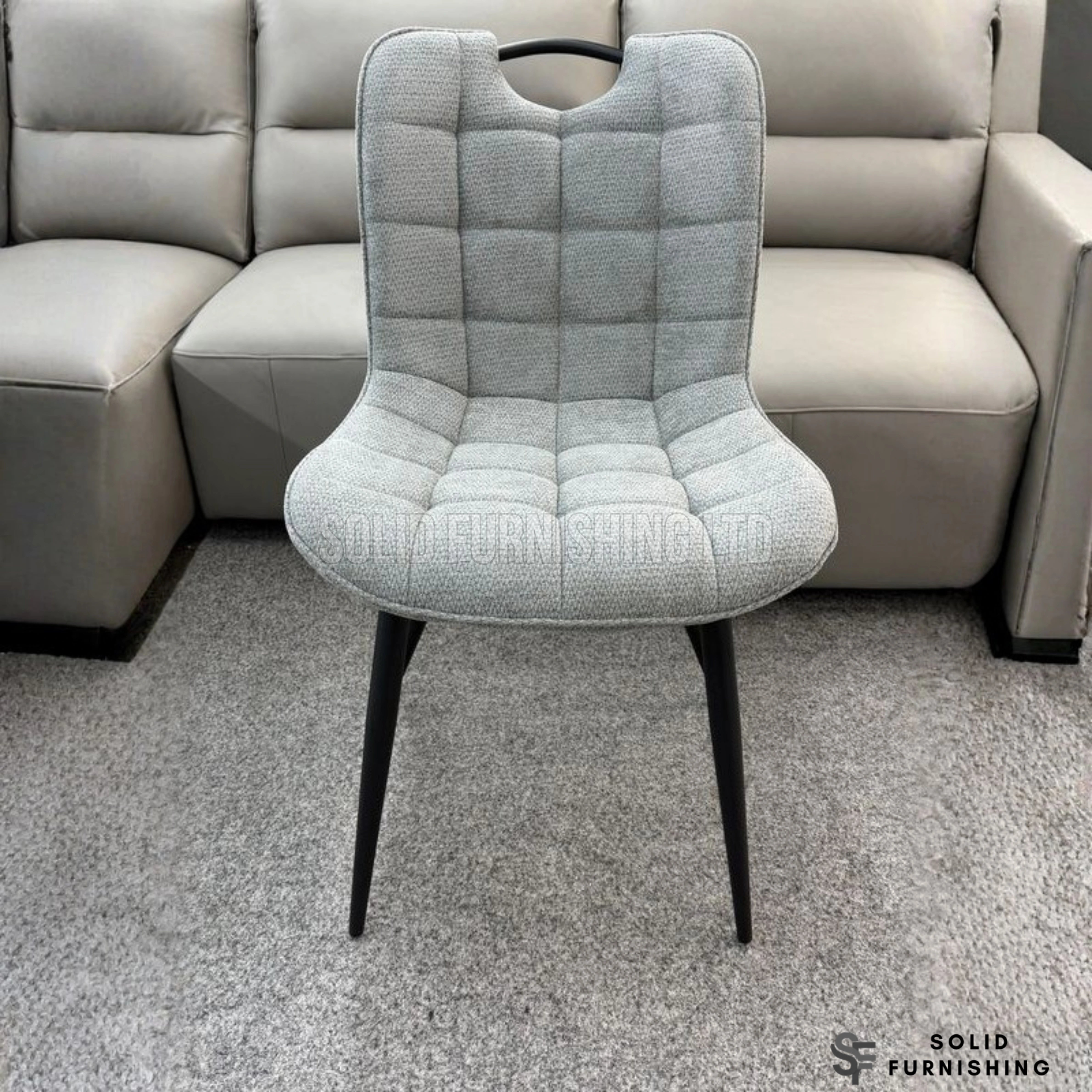 Monza Grey Fabric Dining Chairs – Quilted Upholstered Chairs (Set of 4)