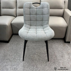 Monza Grey Fabric Dining Chairs – Quilted Upholstered Chairs (Set of 4)