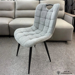 Monza Grey Fabric Dining Chairs – Quilted Upholstered Chairs (Set of 4)