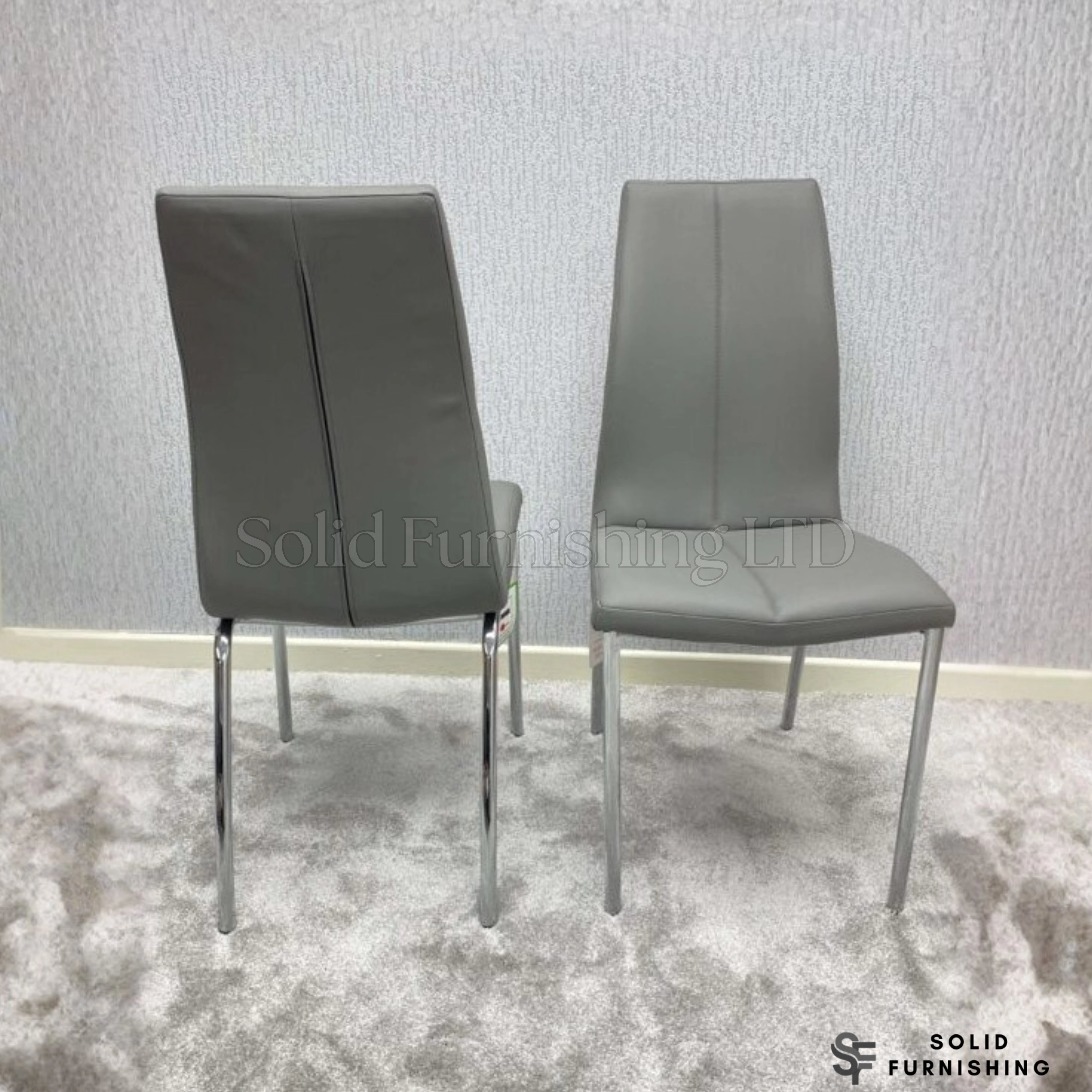 Morano 4 Seater Grey Glass Dining Set with Carlo Chairs – Affordable Dining Set UK