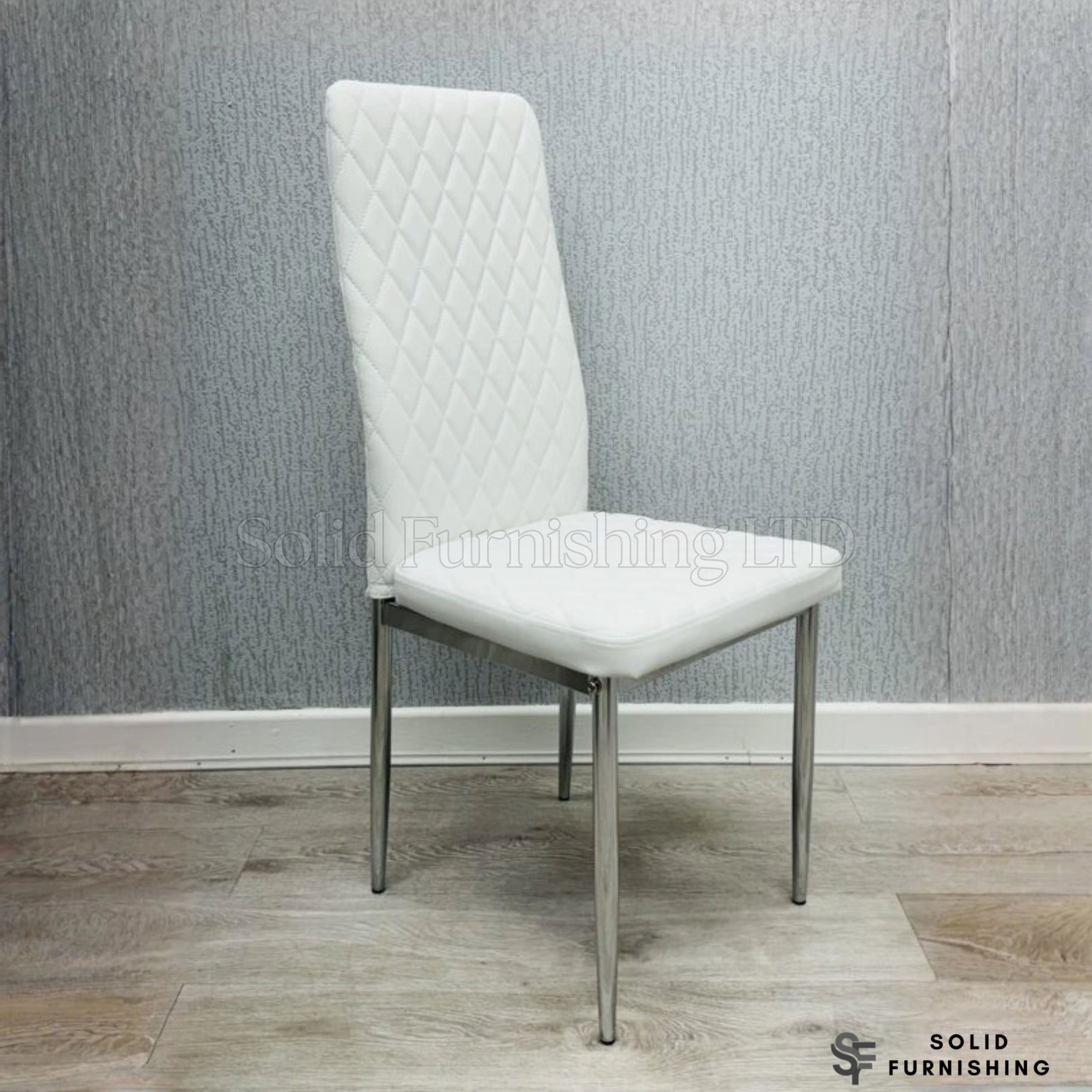 Morano 4 Seater White Glass Dining Table Set with California Chairs – Affordable Dining Set UK