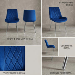 Mortiz Velvet Dining Chairs – Navy or Black with Chrome Legs (Set of 2)