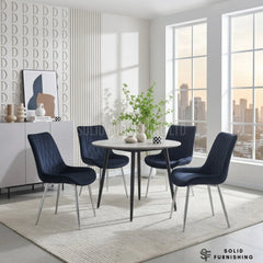 Mortiz Velvet Dining Chairs – Navy or Black with Chrome Legs (Set of 2)