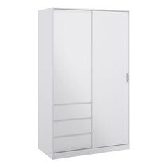 Naia High Gloss White 2 Door Wardrobe – 3 Drawer Bedroom Storage Wardrobe
