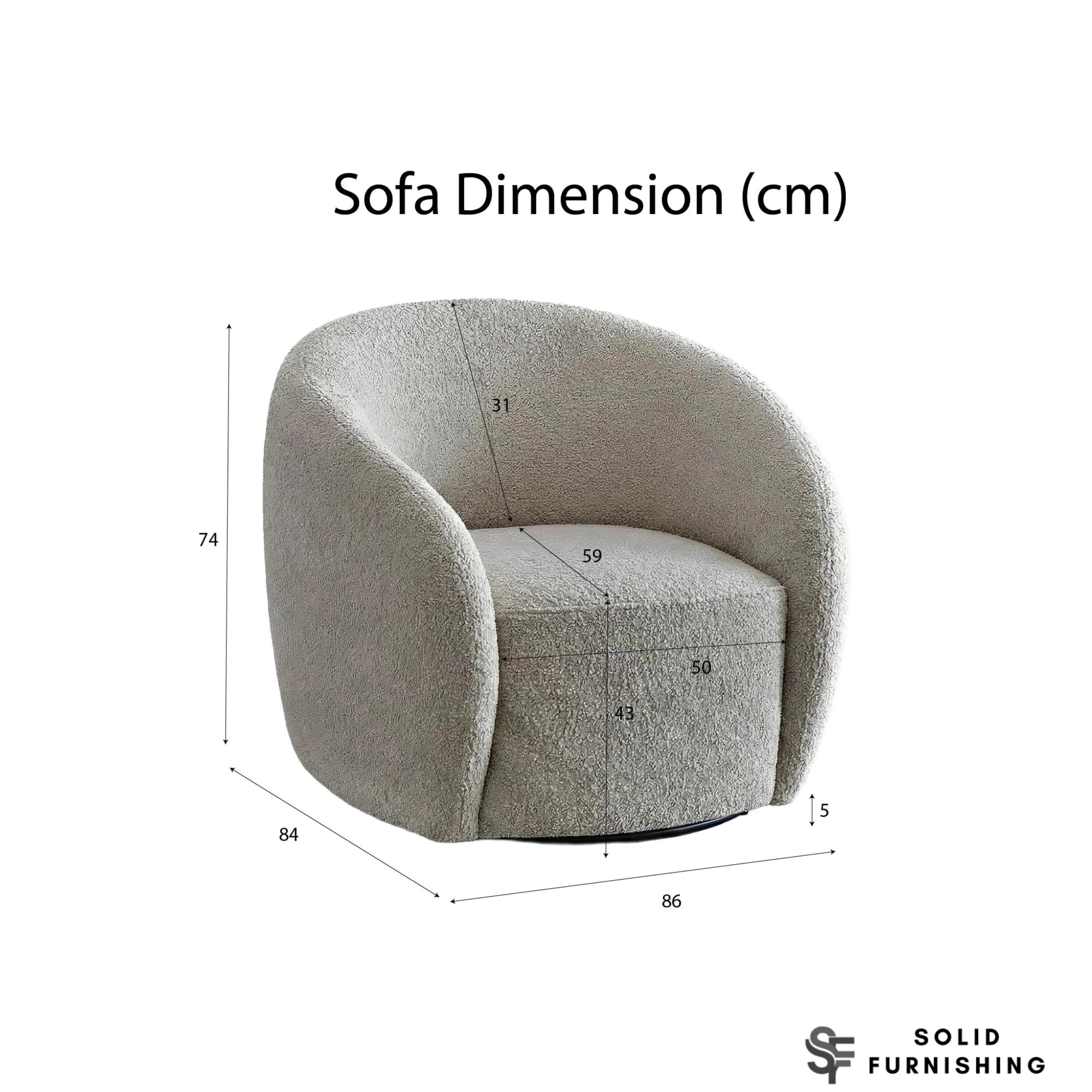 Nolita Koala Grey Brown Teddy Bouclé Accent Chair – 360° Swivel Lounge Chair