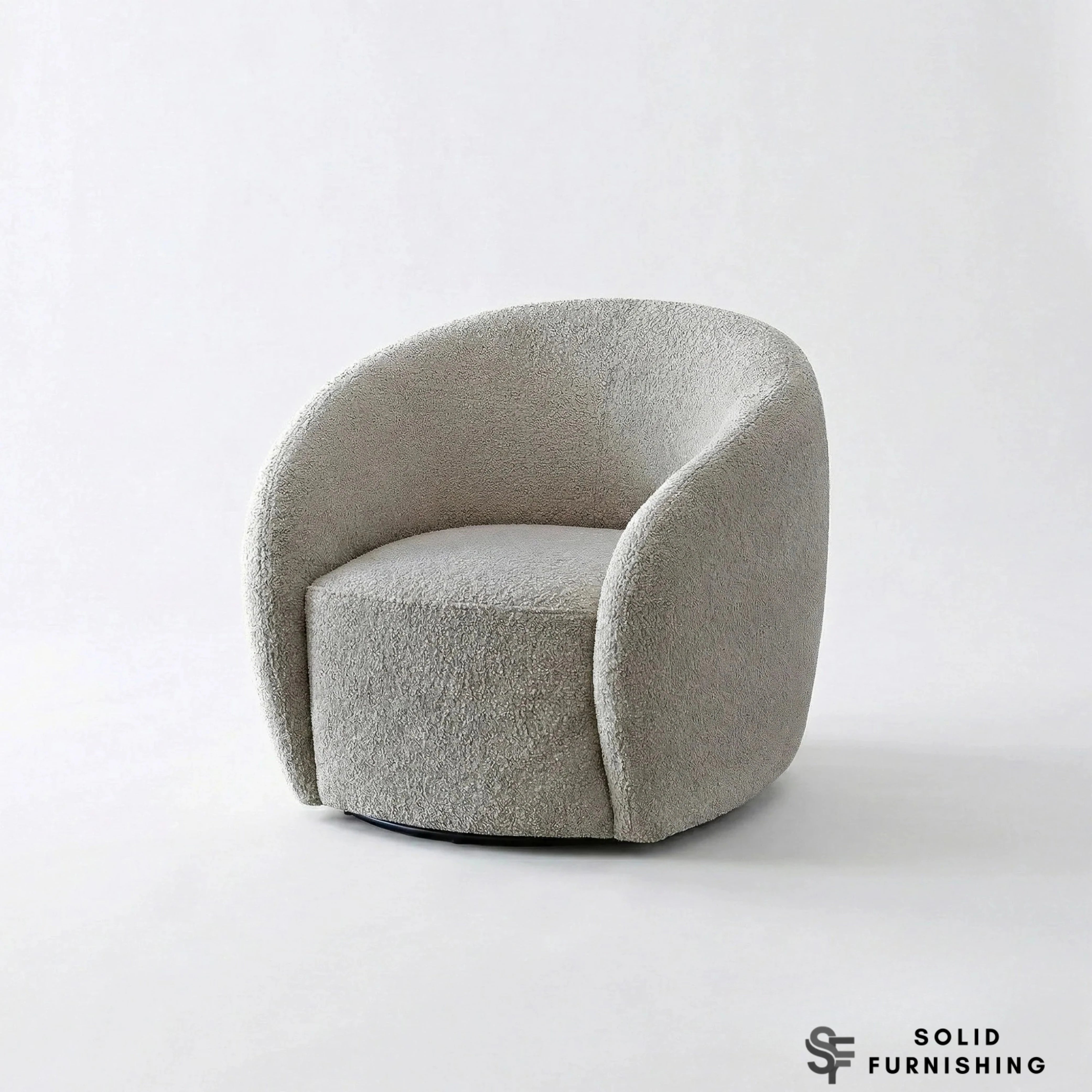Nolita Koala Grey Brown Teddy Bouclé Accent Chair – 360° Swivel Lounge Chair