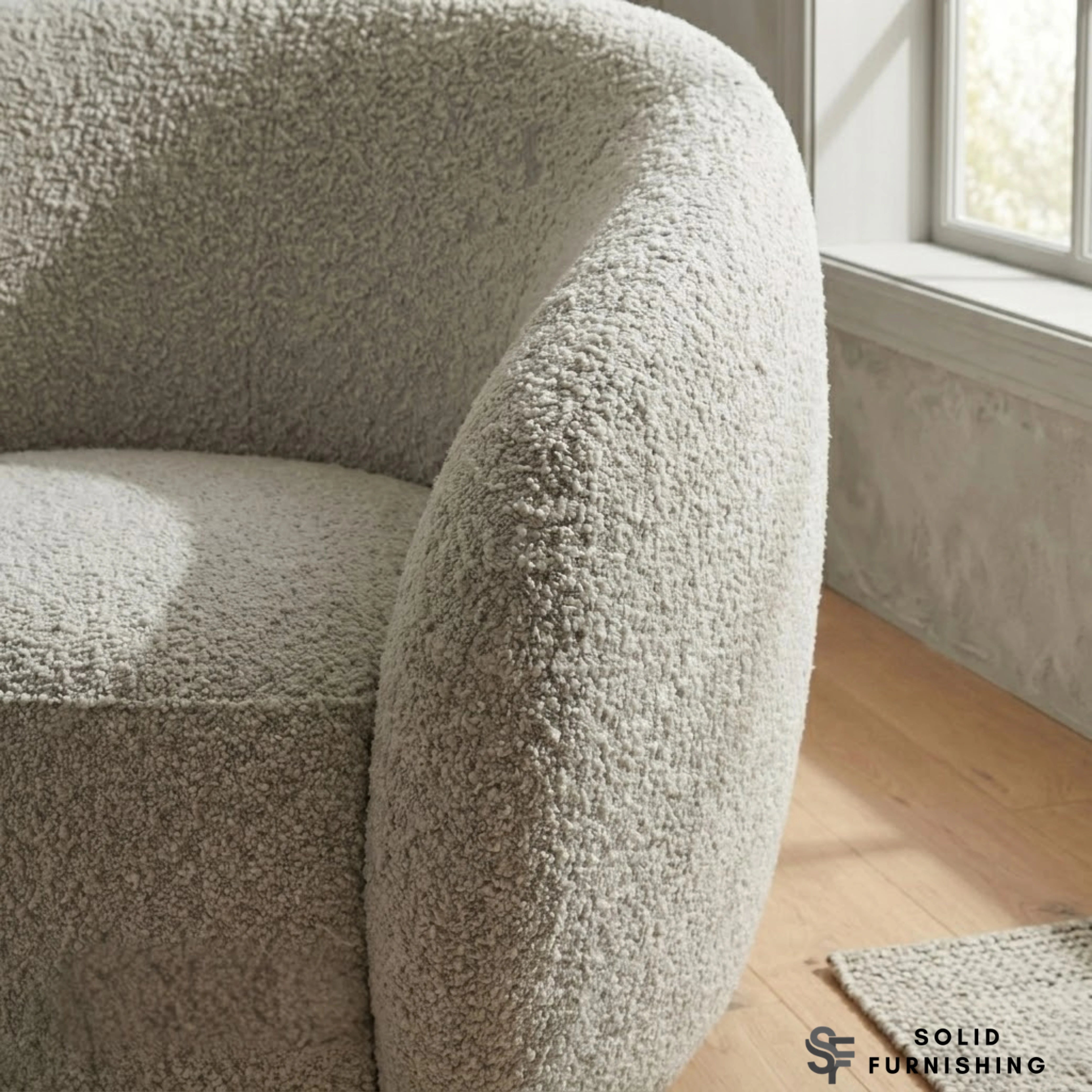 Nolita Koala Grey Brown Teddy Bouclé Accent Chair – 360° Swivel Lounge Chair