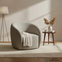 Nolita Koala Grey Brown Teddy Bouclé Accent Chair – 360° Swivel Lounge Chair