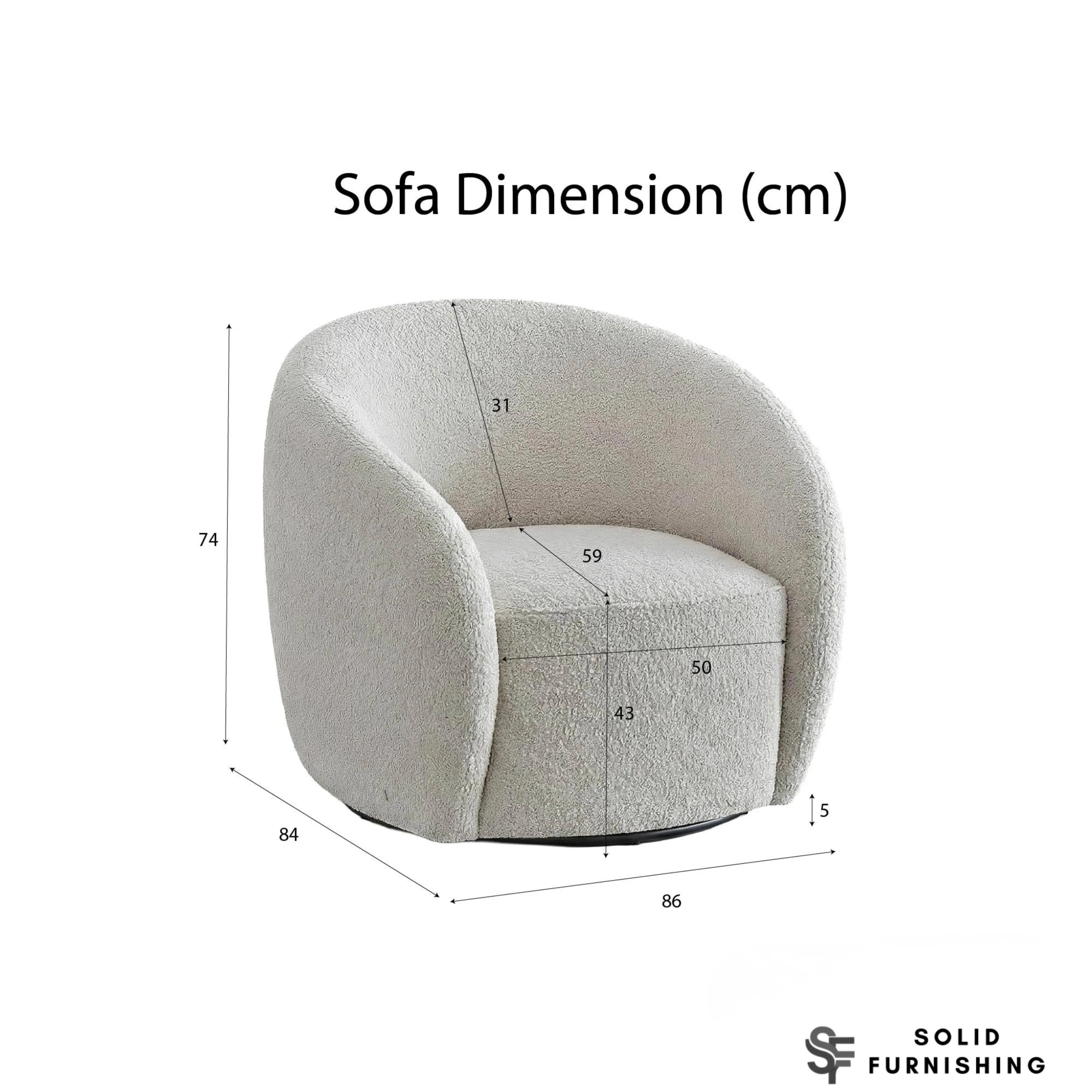 Nolita Swivel Accent Chair – Latte Grey Milk Teddy Bouclé | 360° Chair Organic Design