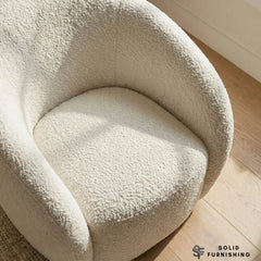 Nolita Swivel Accent Chair – Latte Grey Milk Teddy Bouclé | 360° Chair Organic Design