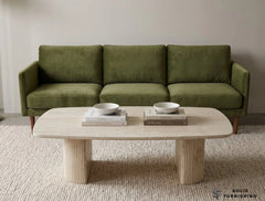 Olympia Beige Ceramic Coffee Table – Sintered Stone Ribbed Base Design