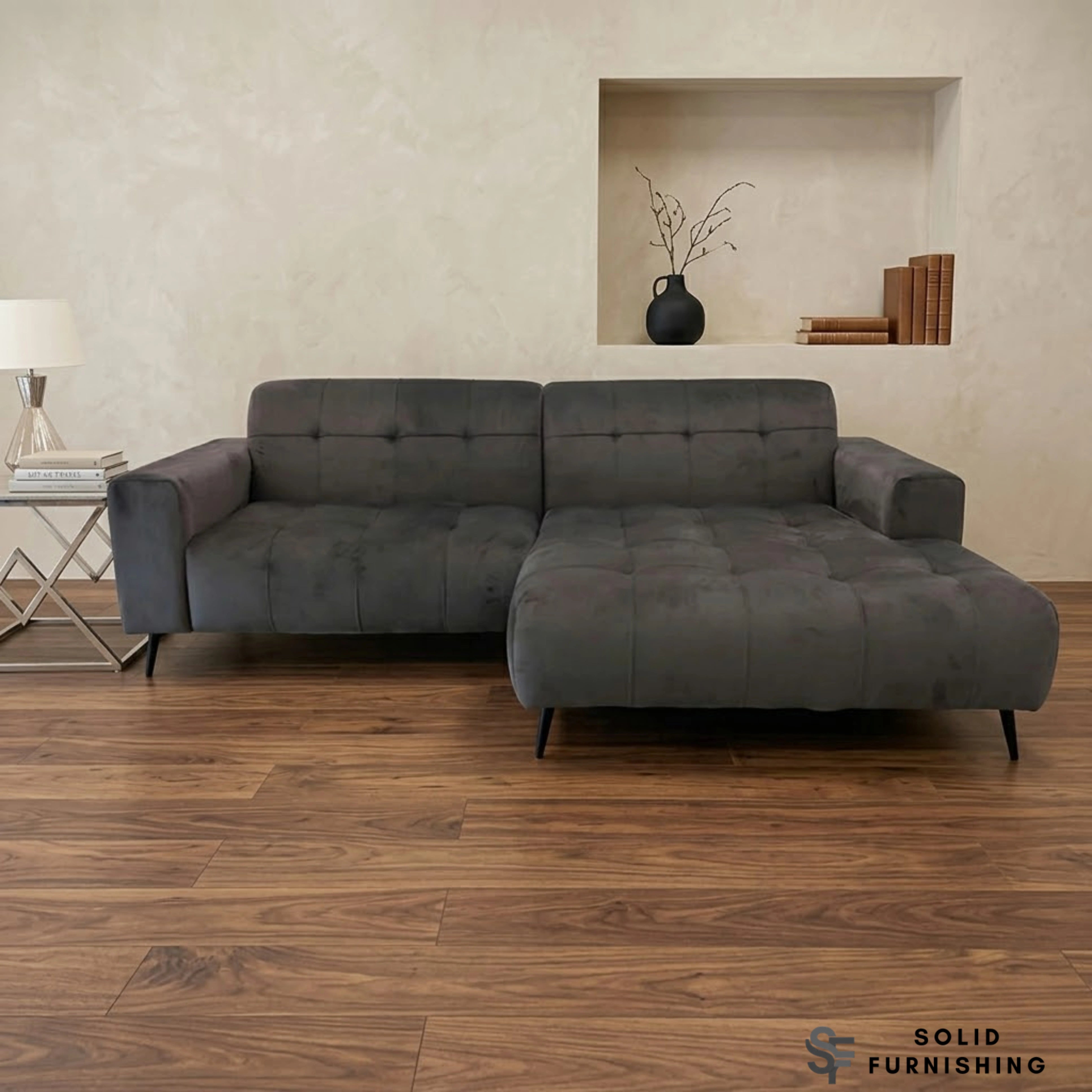 Oslo Plush Velvet Corner Sofa – 2 Piece Open Plan Sofa UK