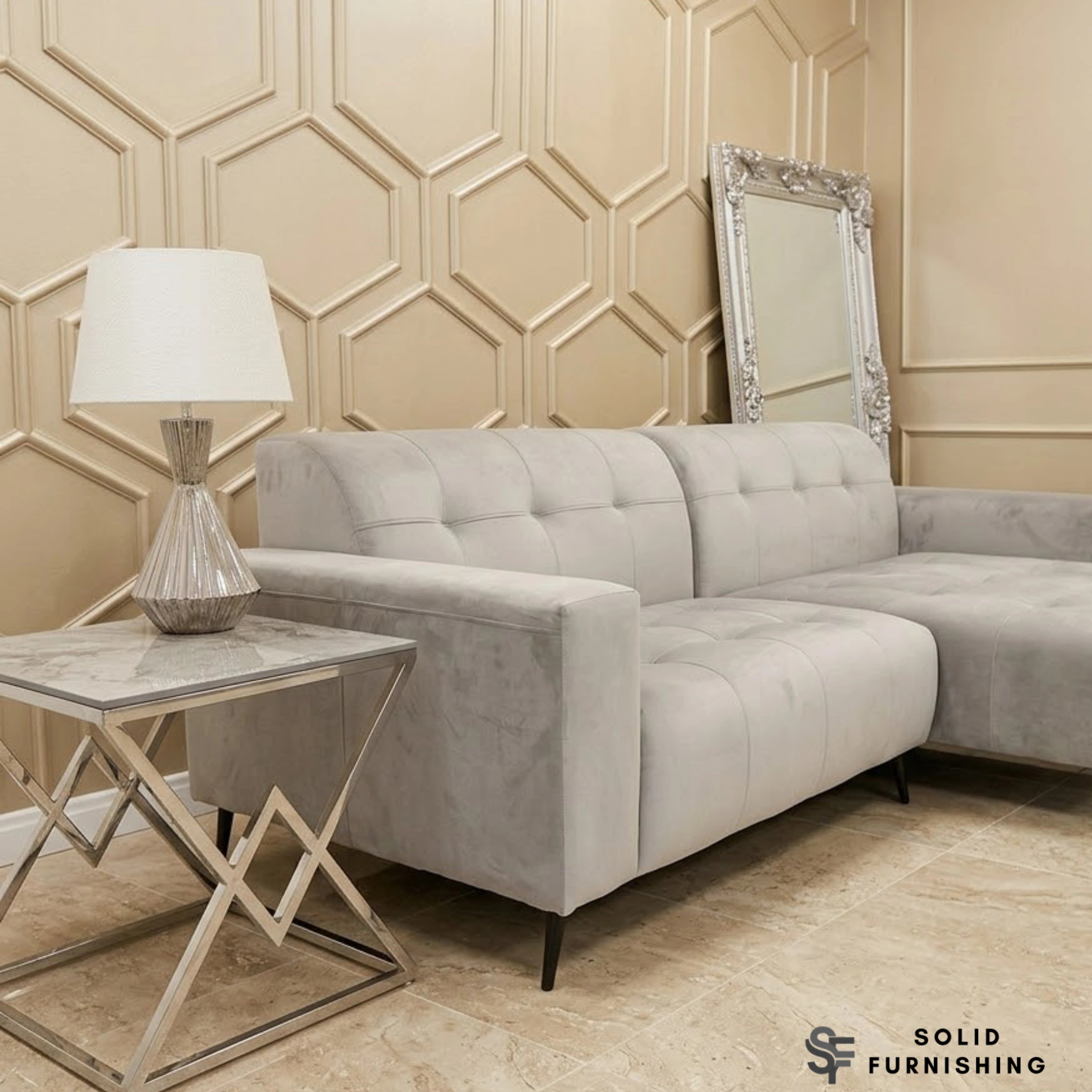Oslo Plush Velvet Corner Sofa – 2 Piece Open Plan Sofa UK