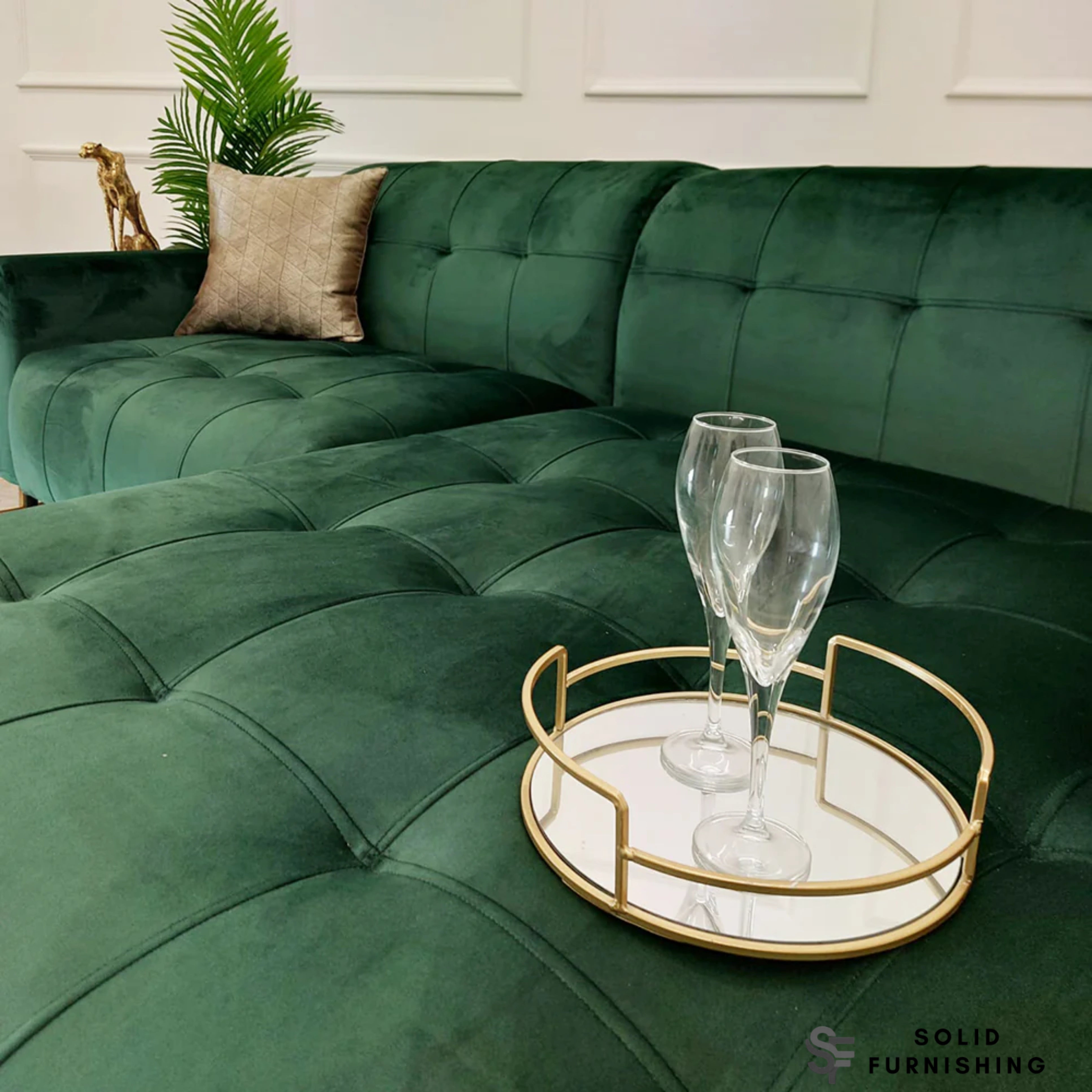 Oslo Plush Velvet Corner Sofa – 2 Piece Open Plan Sofa UK