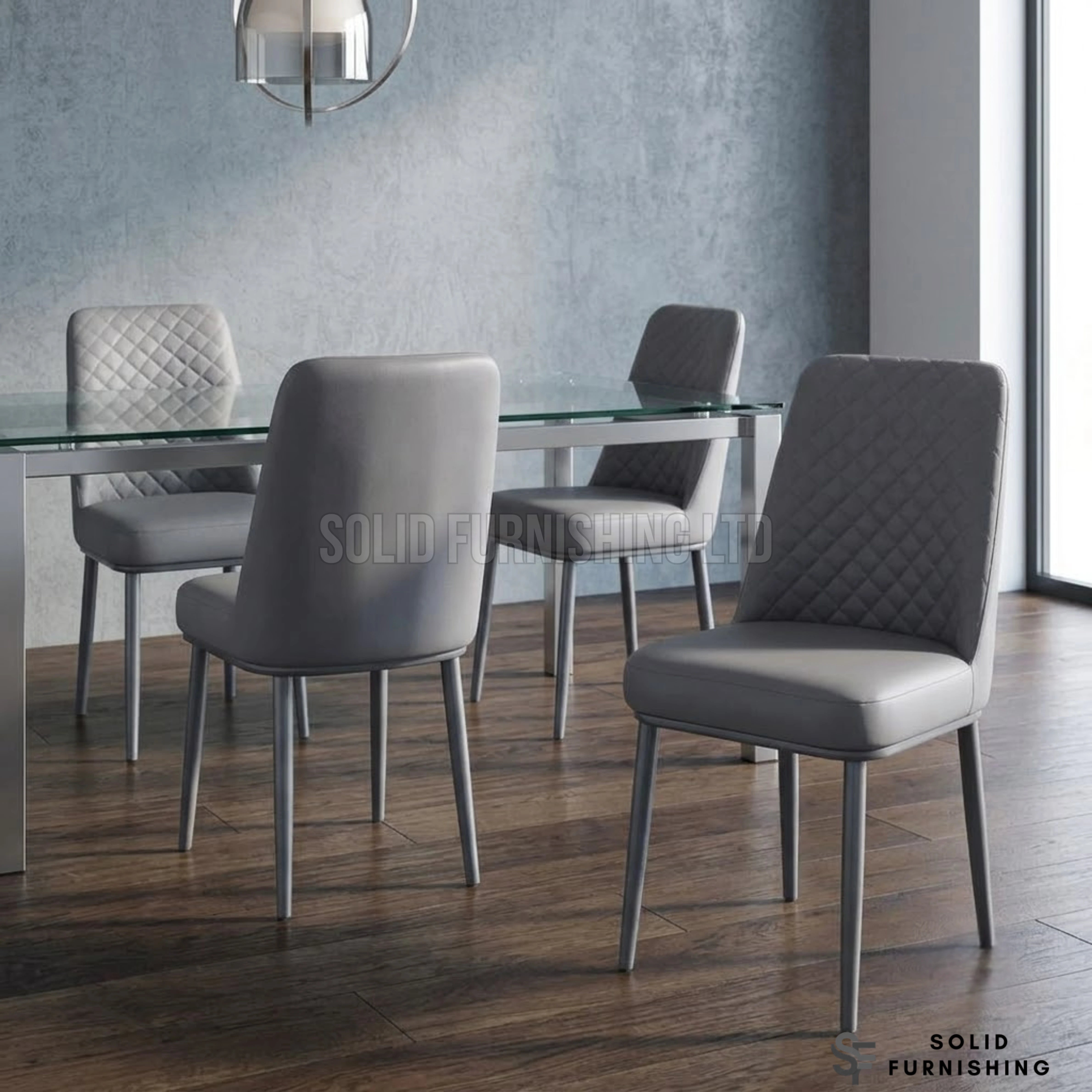 Oxford PU Leather Dining Chairs – White, Black or Grey (Set of 4)
