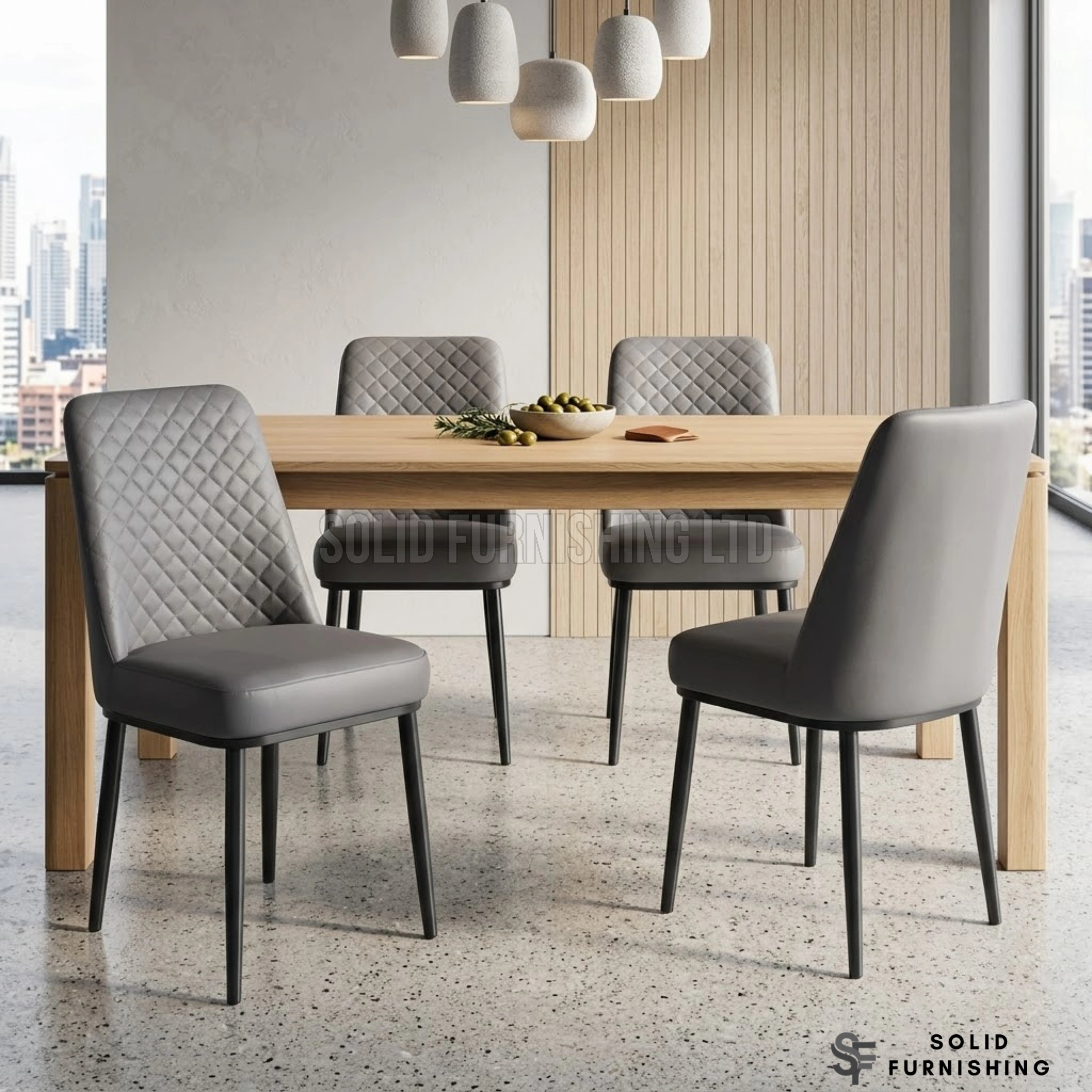 Oxford PU Leather Dining Chairs – White, Black or Grey (Set of 4)