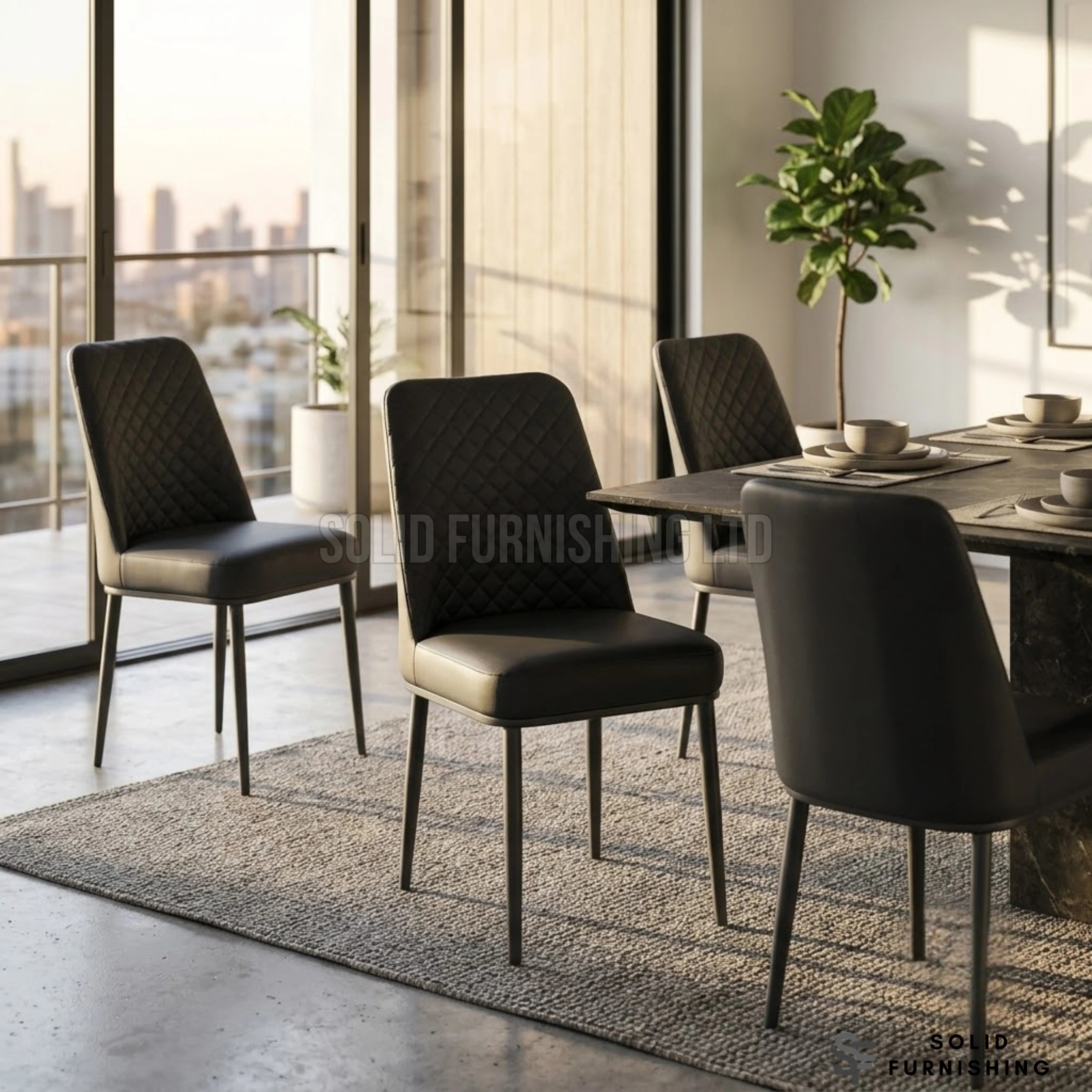 Oxford PU Leather Dining Chairs – White, Black or Grey (Set of 4)