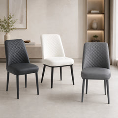 Oxford PU Leather Dining Chairs – White, Black or Grey (Set of 4)
