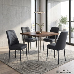 Oxford PU Leather Dining Chairs – White, Black or Grey (Set of 4)