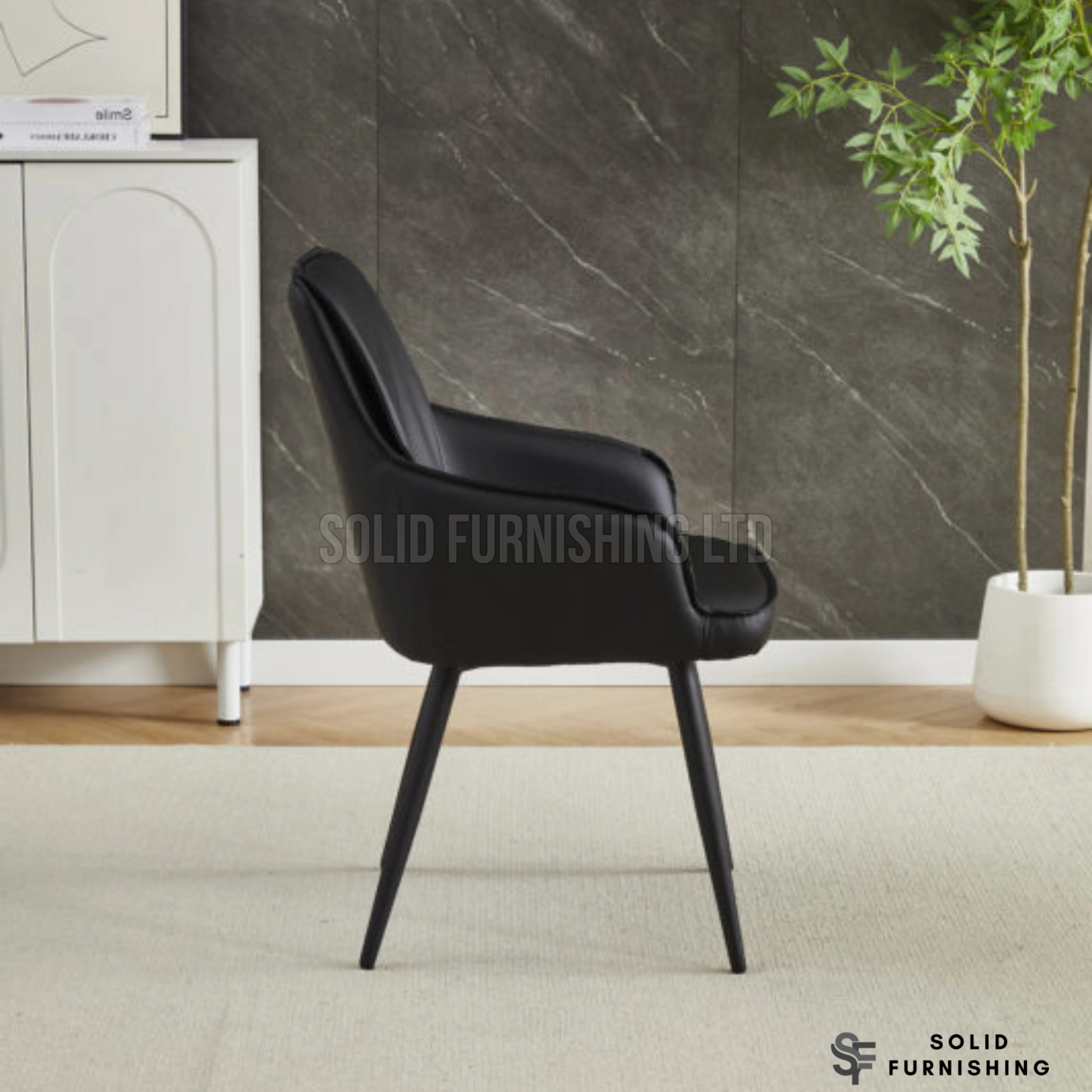 Palermo PU Leather Dining Chairs – Beige, Black or Grey (Set of 2)