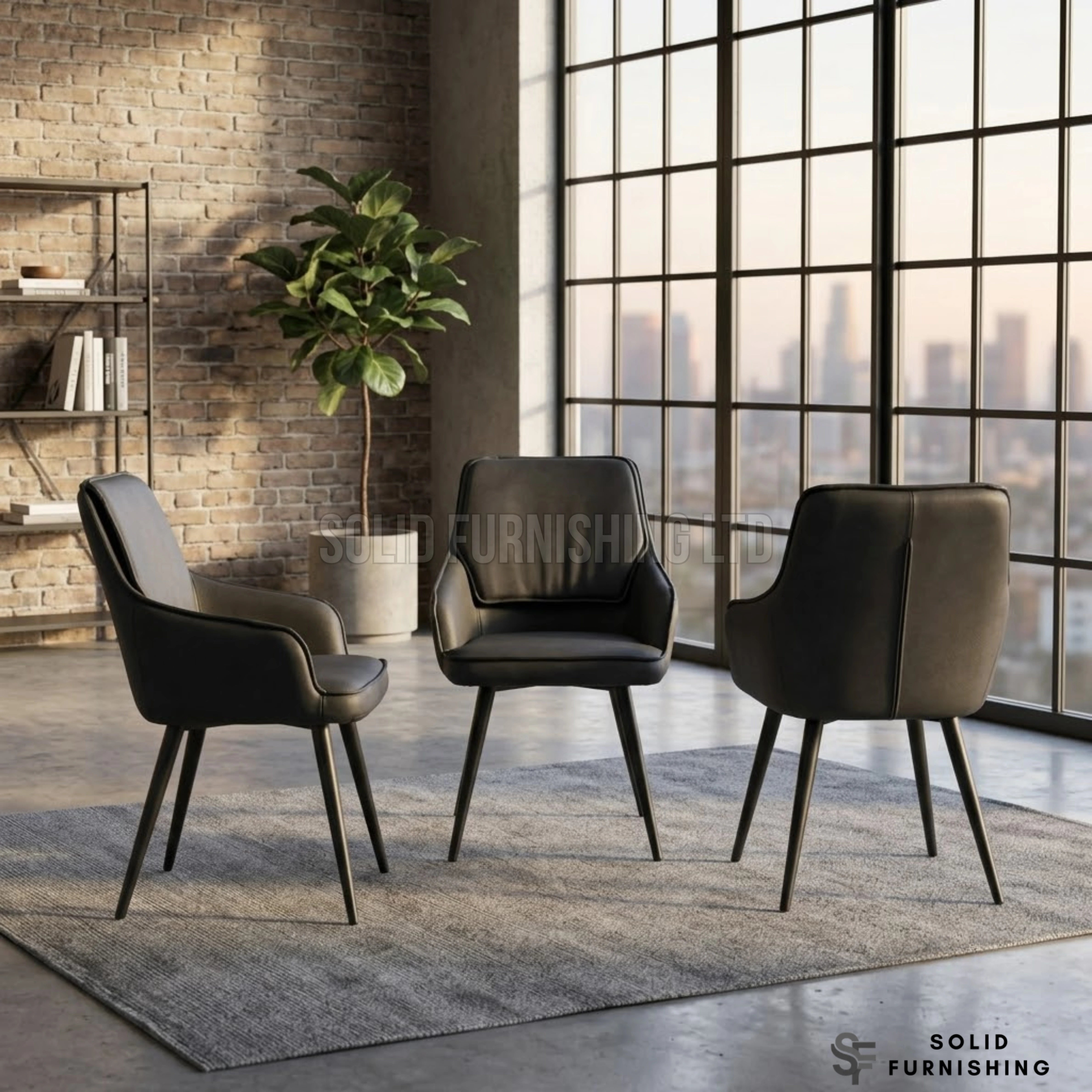 Palermo PU Leather Dining Chairs – Beige, Black or Grey (Set of 2)