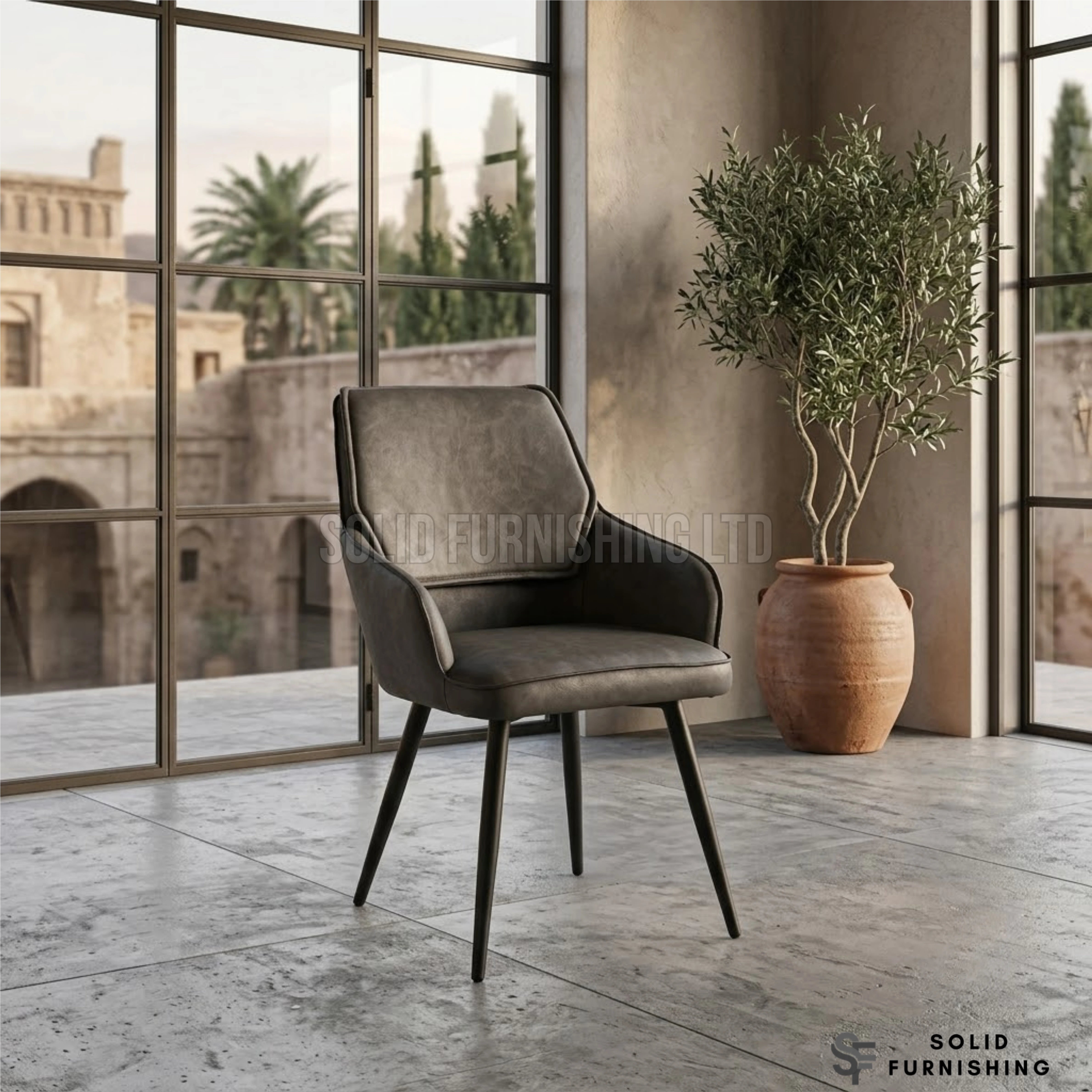 Palermo PU Leather Dining Chairs – Beige, Black or Grey (Set of 2)