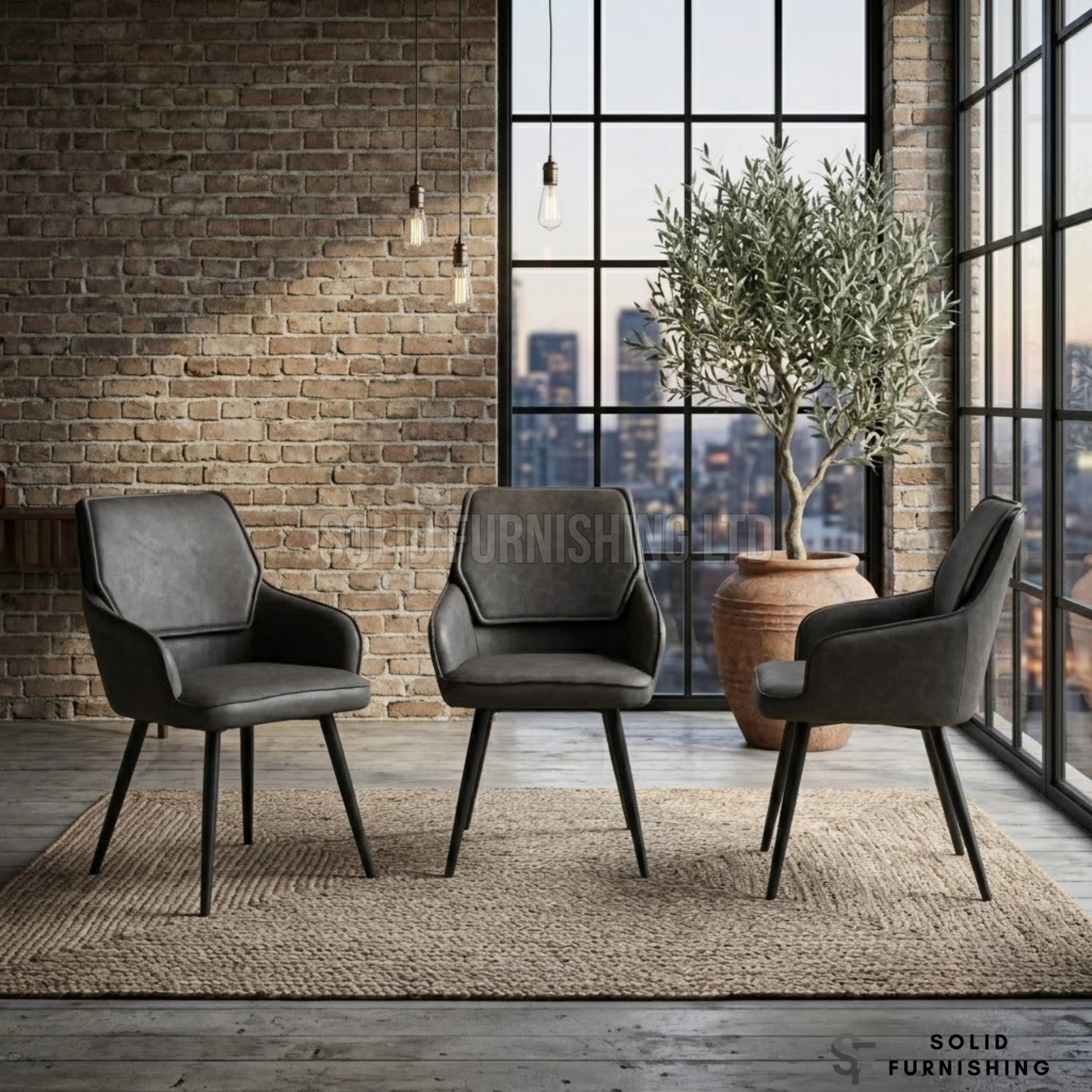 Palermo PU Leather Dining Chairs – Beige, Black or Grey (Set of 2)