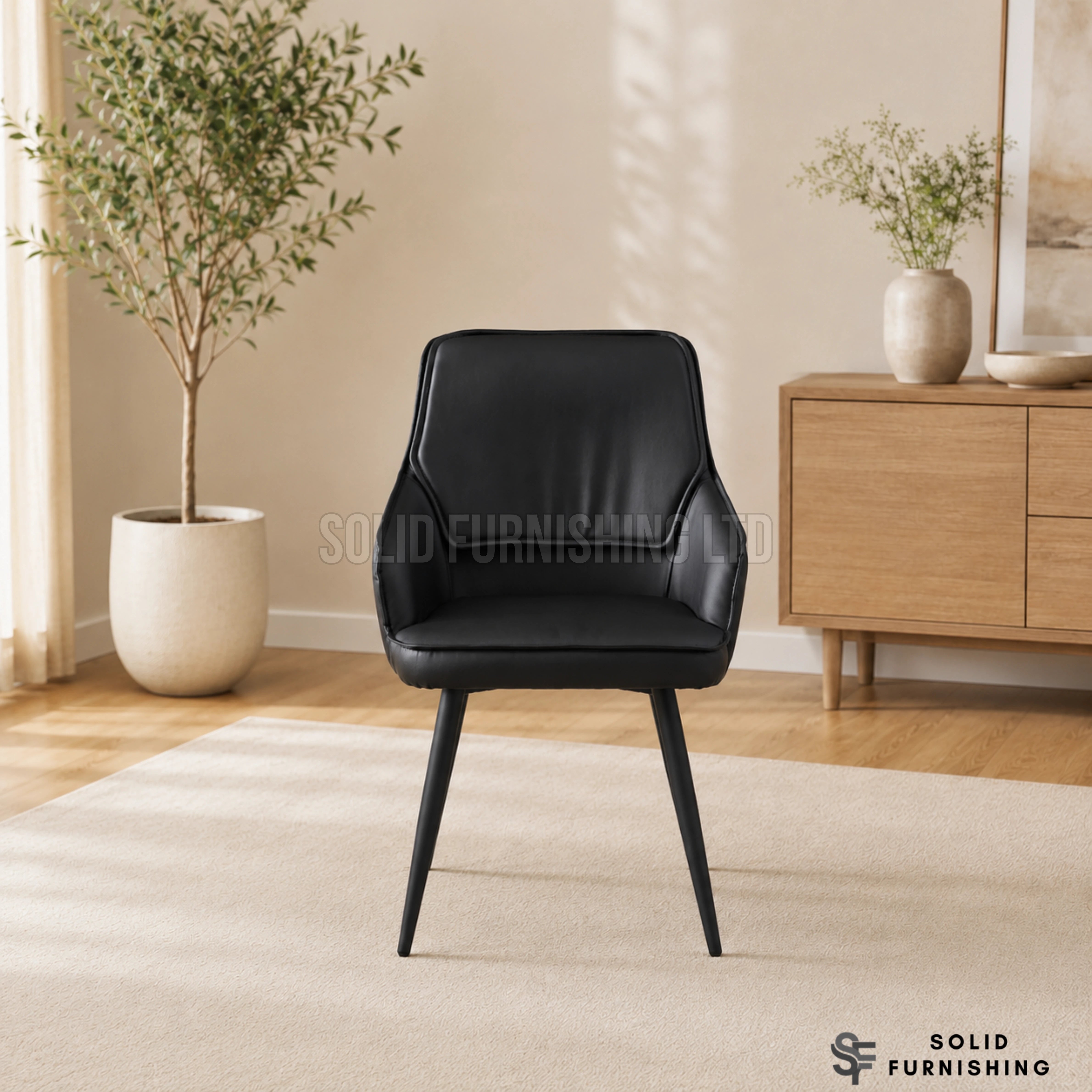 Palermo PU Leather Dining Chairs – Beige, Black or Grey (Set of 2)