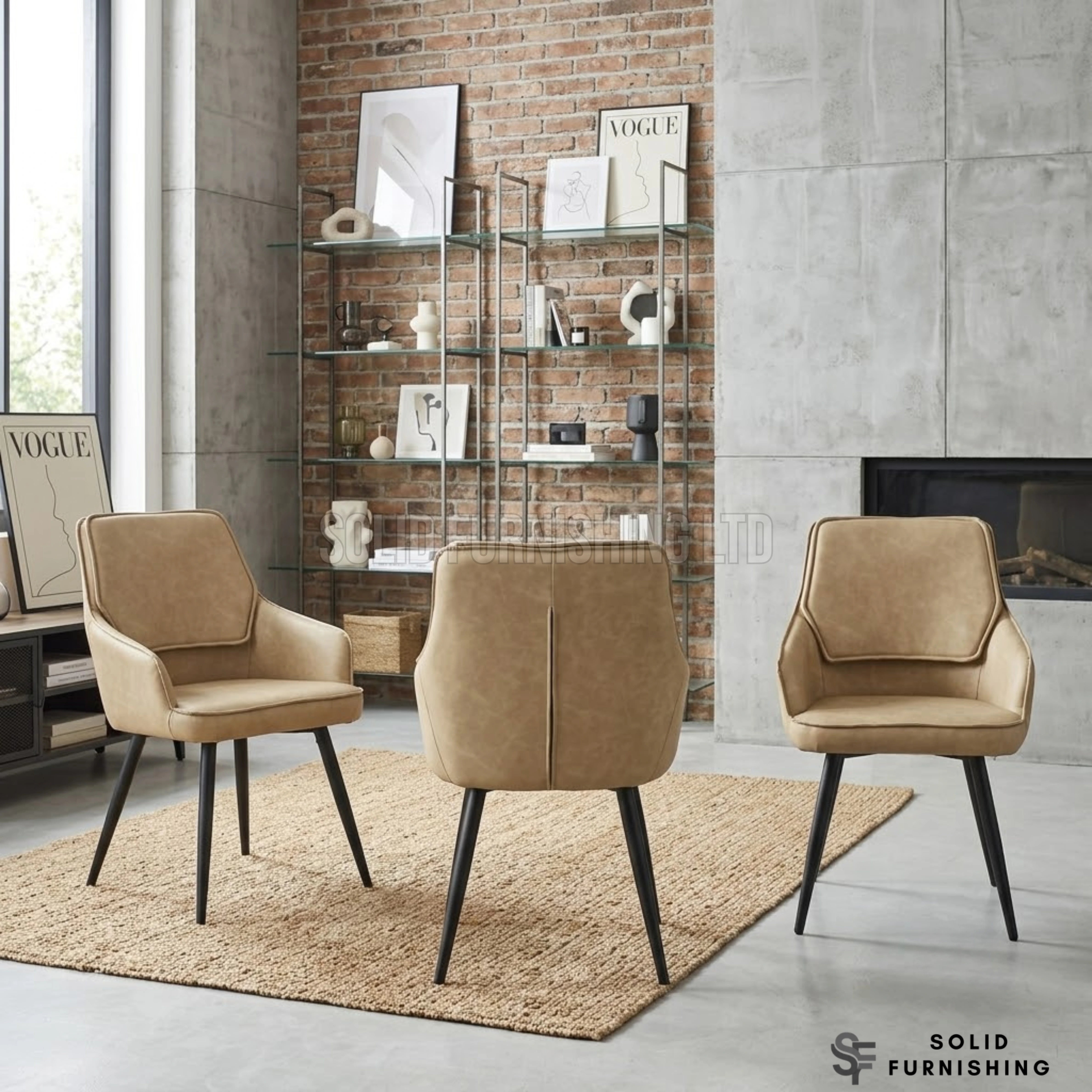 Palermo PU Leather Dining Chairs – Beige, Black or Grey (Set of 2)