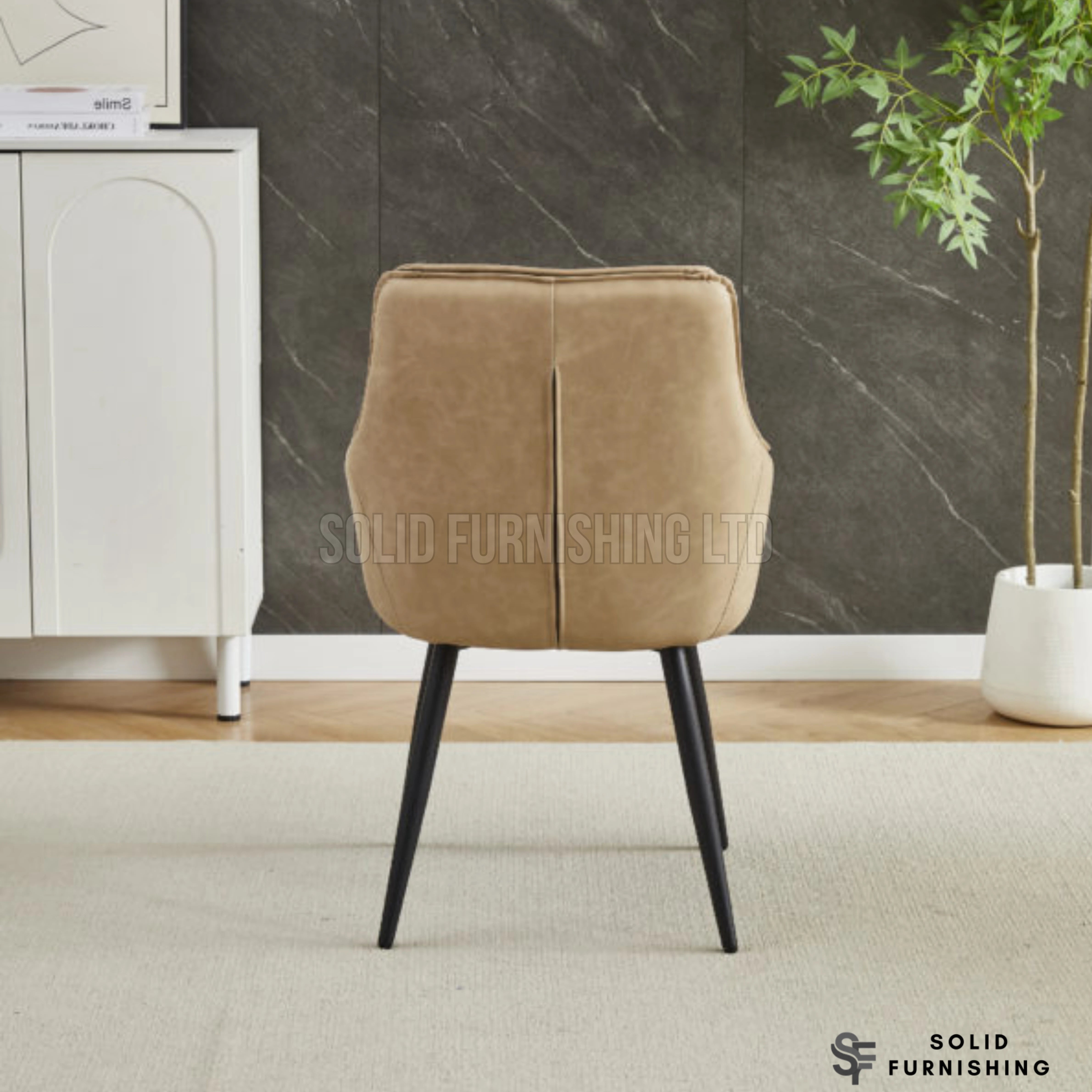 Palermo PU Leather Dining Chairs – Beige, Black or Grey (Set of 2)