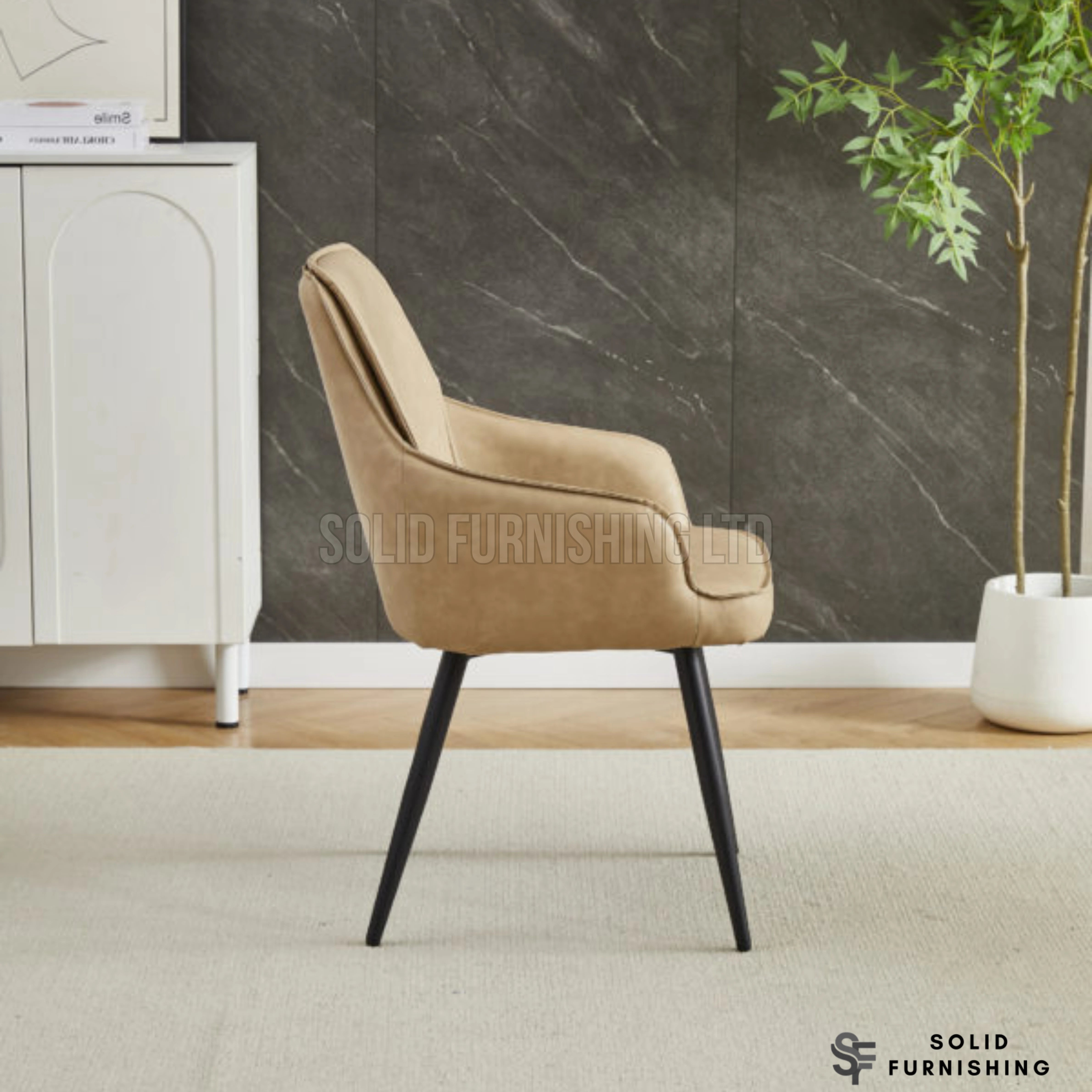 Palermo PU Leather Dining Chairs – Beige, Black or Grey (Set of 2)