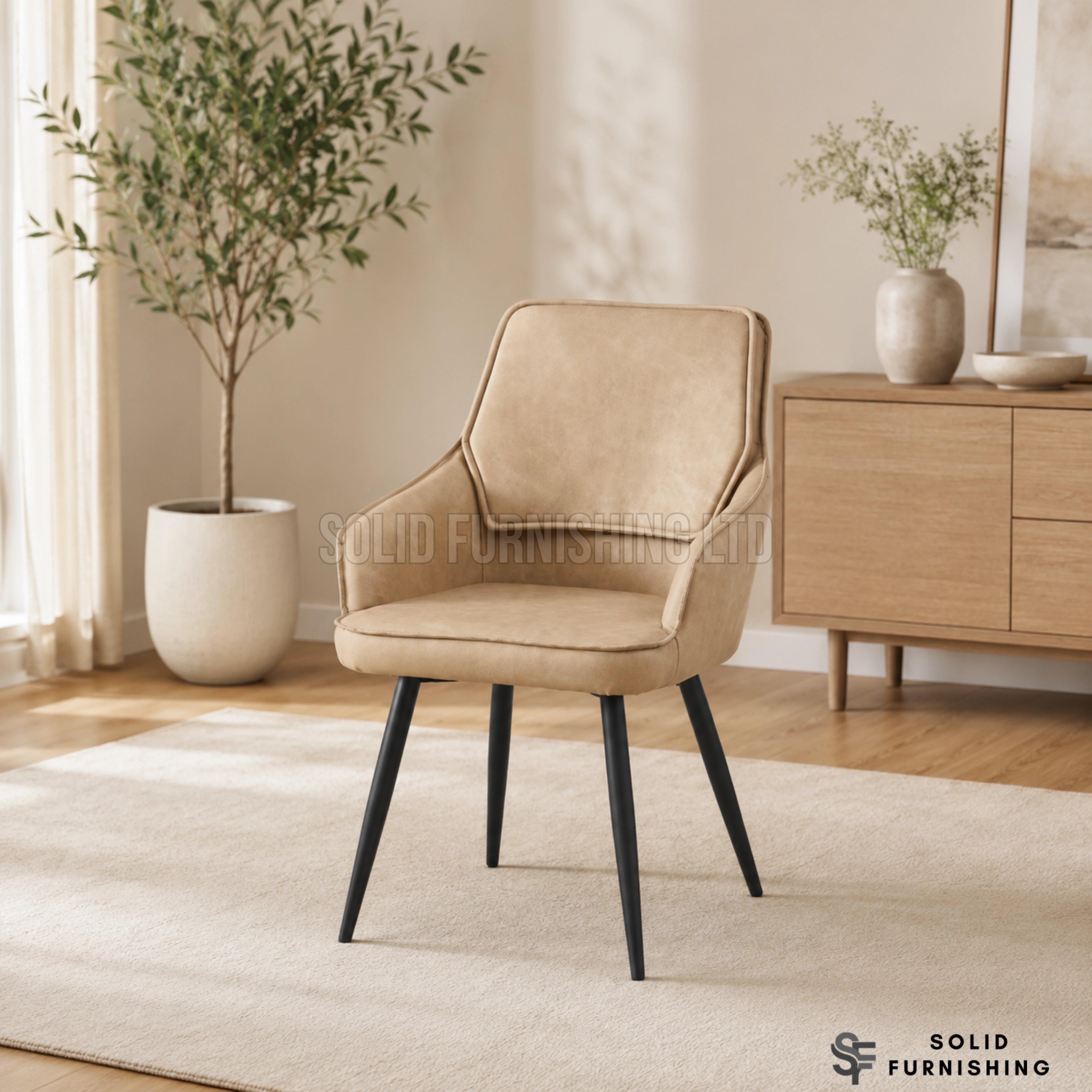 Palermo PU Leather Dining Chairs – Beige, Black or Grey (Set of 2)