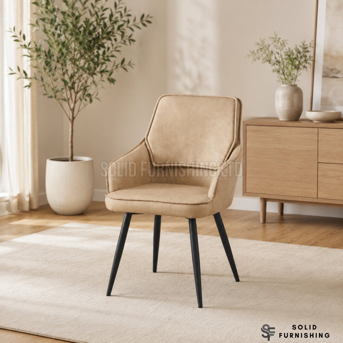 Palermo PU Leather Dining Chairs – Beige, Black or Grey (Set of 2)