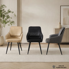Palermo PU Leather Dining Chairs – Beige, Black or Grey (Set of 2)