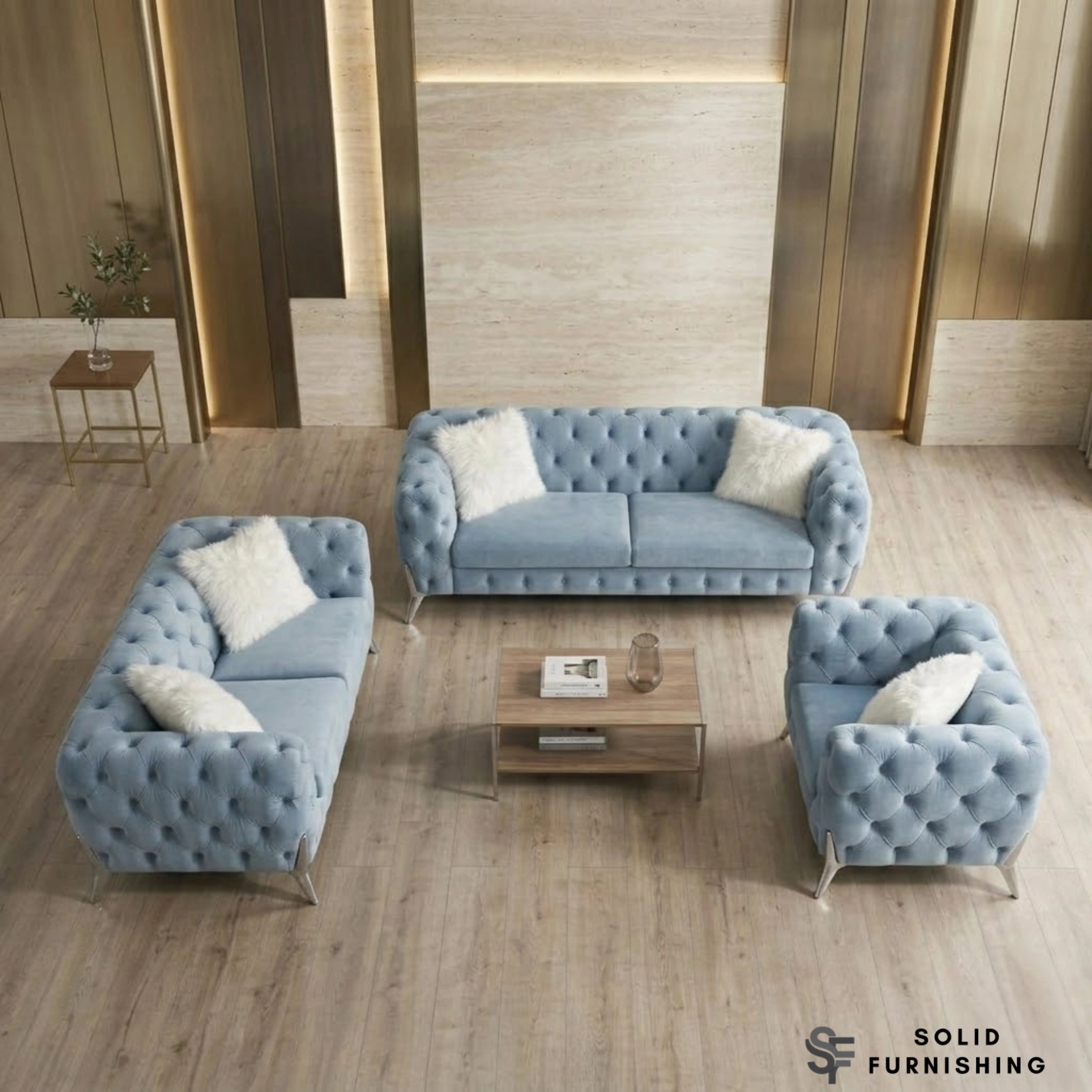 Paris Grey Shimmer Sofa Set – 3+2 Seater & Armchair | Chesterfield Velvet with Chrome Legs UK