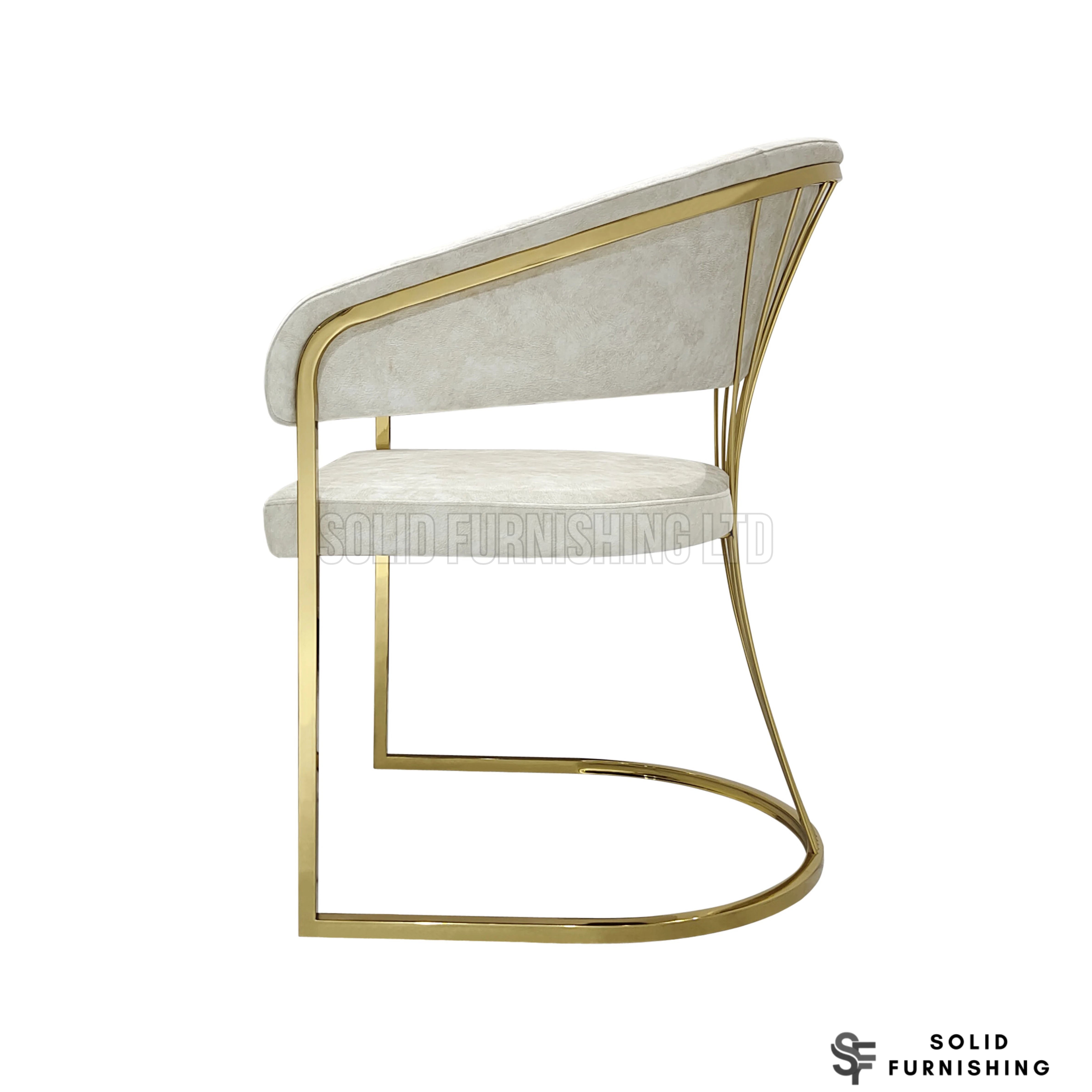 Porado Leathaire Dining Chairs – Black or Cream with Gold Frame (Set of 2)