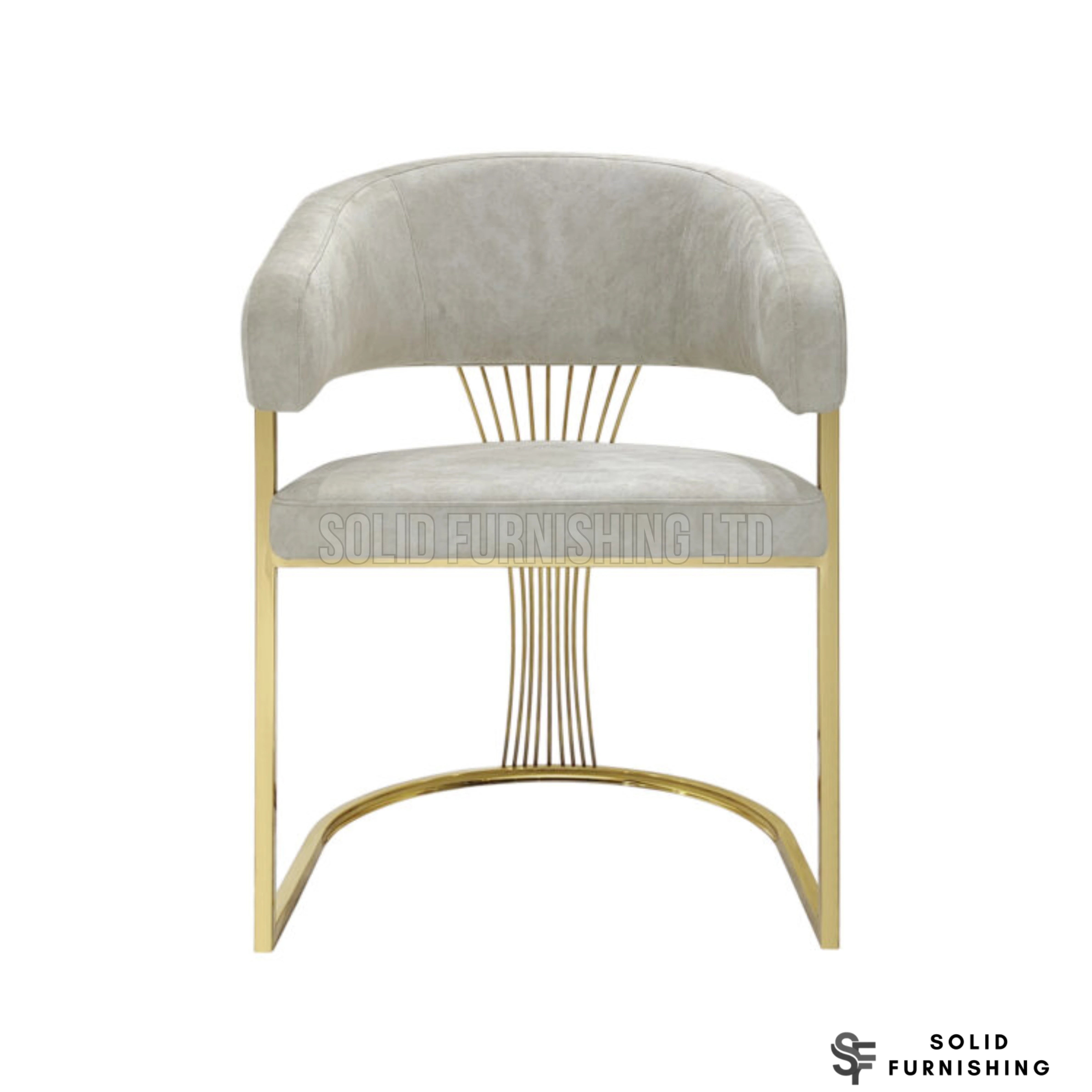 Porado Leathaire Dining Chairs – Black or Cream with Gold Frame (Set of 2)