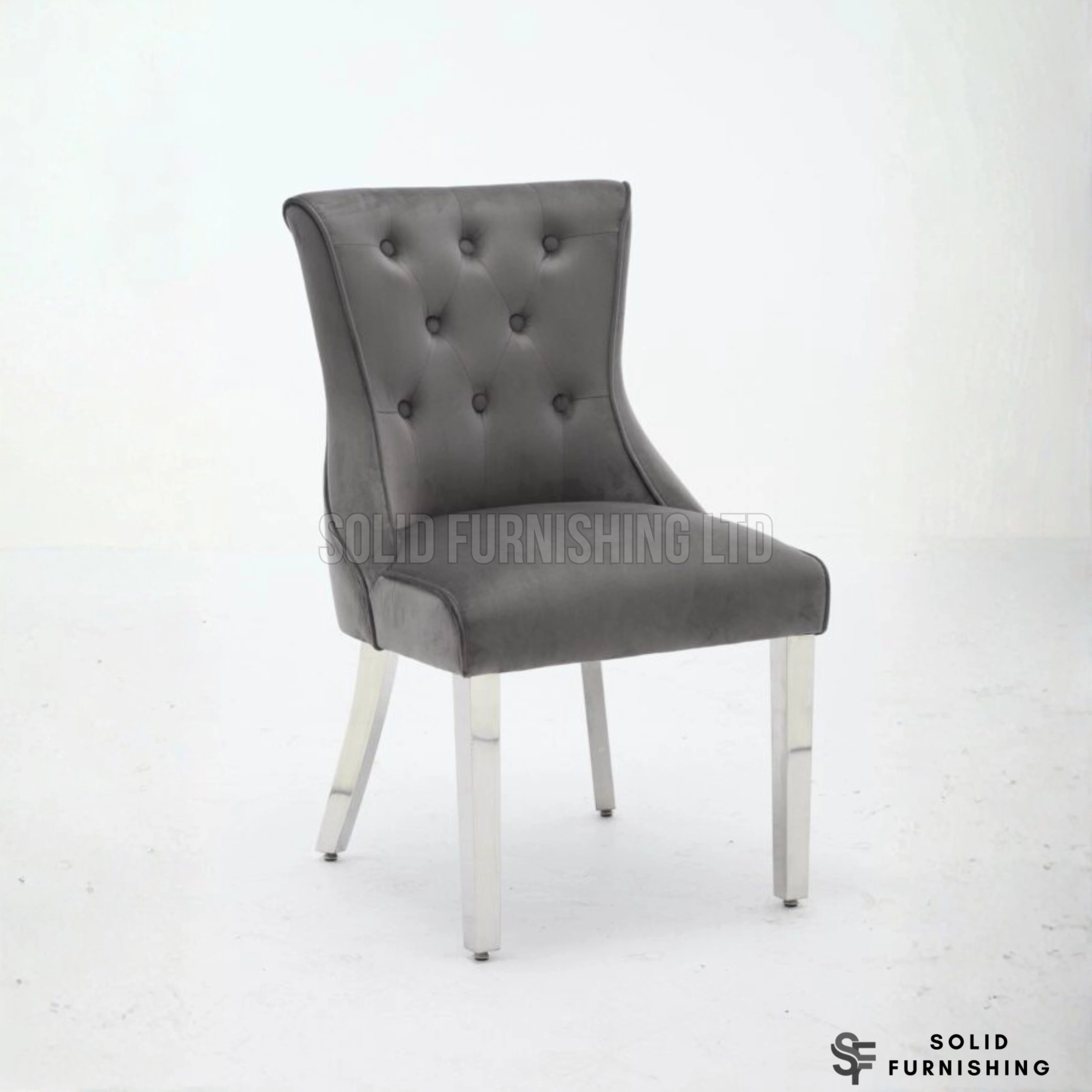Portland Velvet Dining Chairs – Grey or Mink with Chrome Legs (Set of 2)