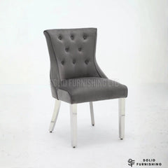 Portland Velvet Dining Chairs – Grey or Mink with Chrome Legs (Set of 2)