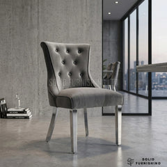 Portland Velvet Dining Chairs – Grey or Mink with Chrome Legs (Set of 2)